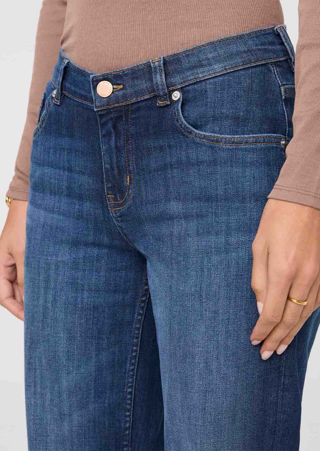 DUER Women's Performance Denim Mid Rise Straight Pants Blue Cascade