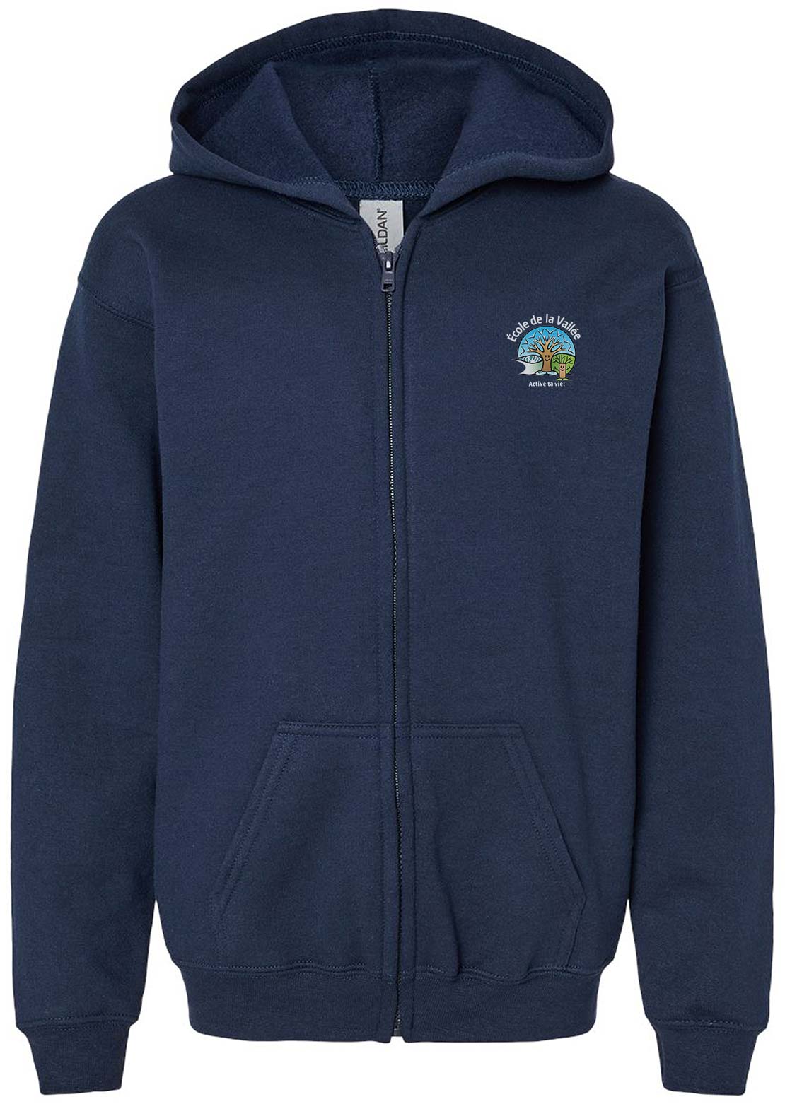 École De La Vallée Cotton Ouaté Zip Enfant Navy