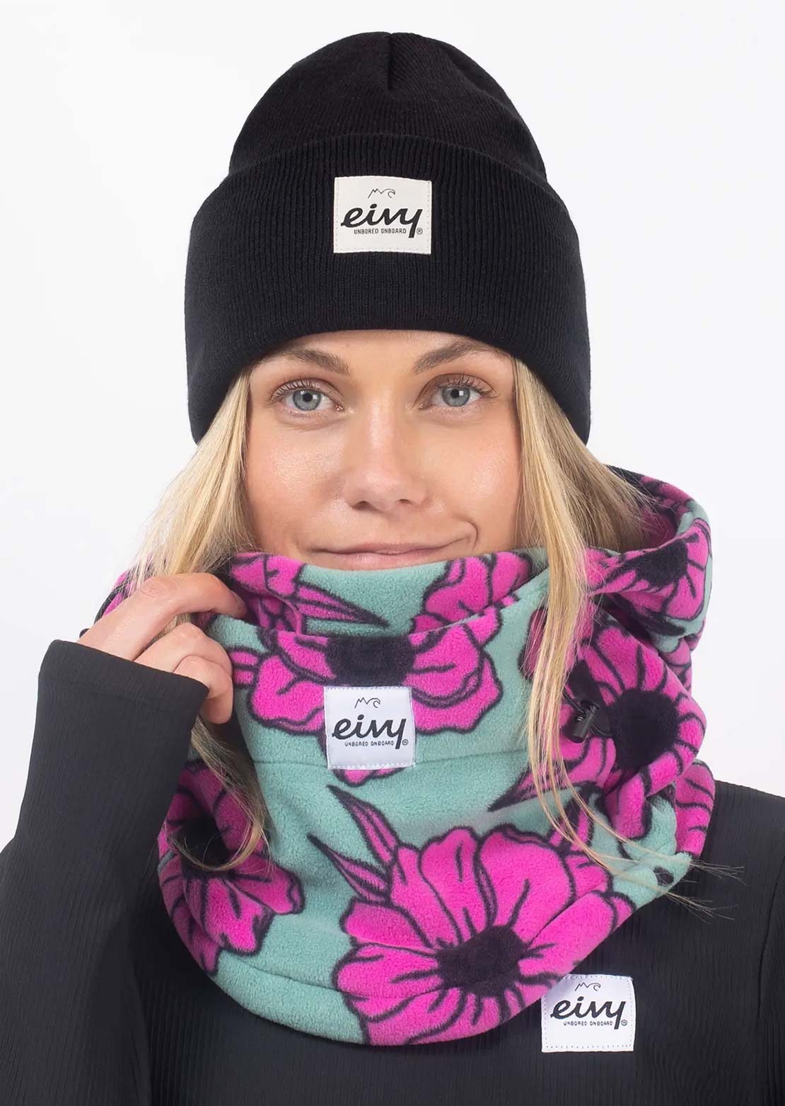 Eivy Women's Mandy Fleece Balaclava Turquoise Flower