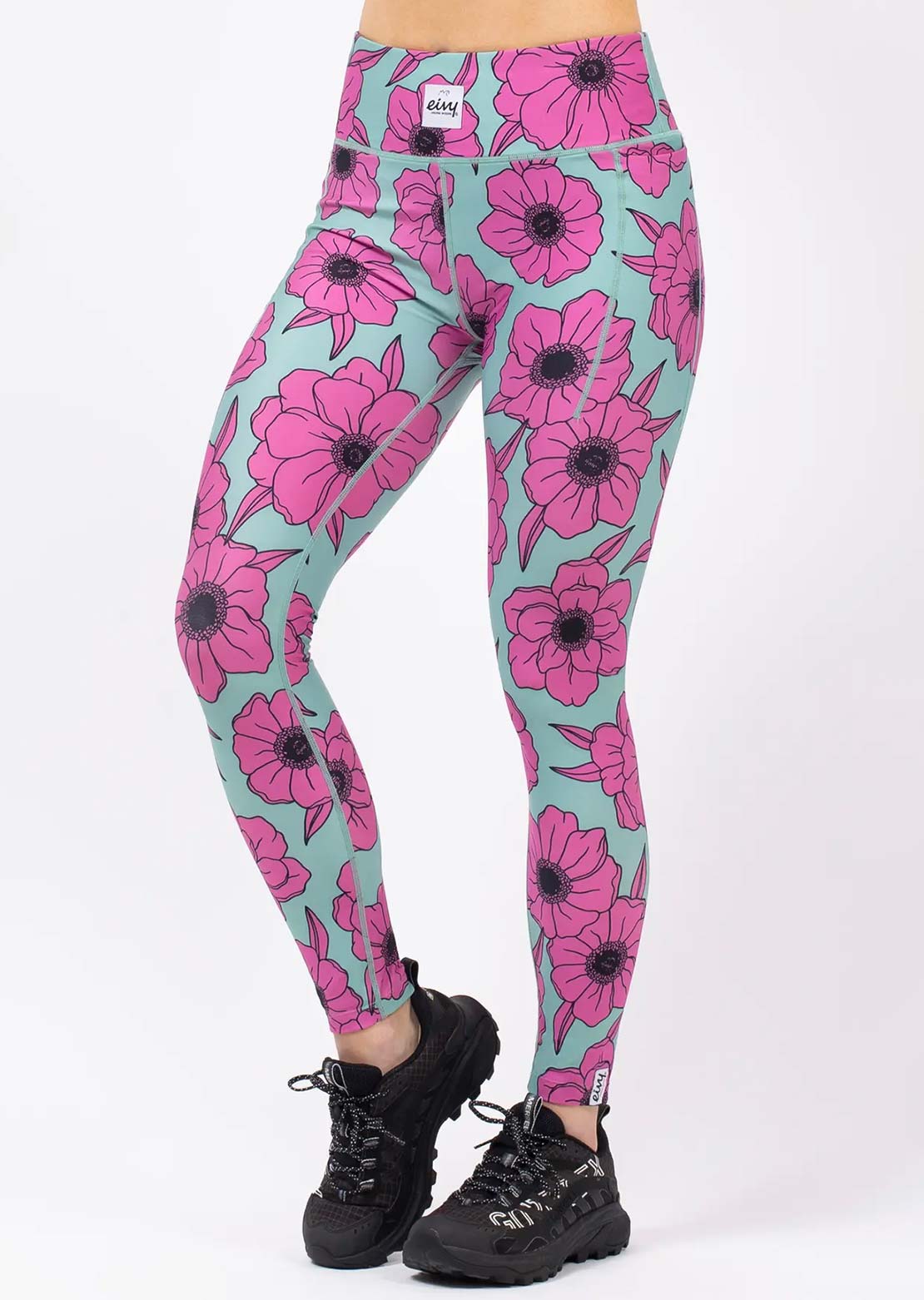 Eivy Women's Pocket Tights Turquoise Flower