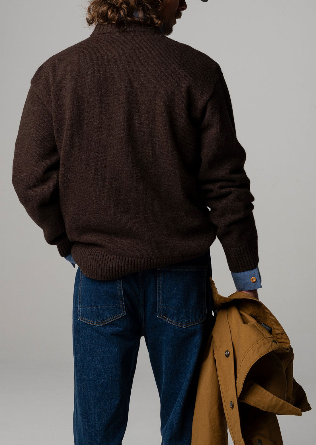 Finisterre Men's Escall Crewneck Sweater Coffee Brown