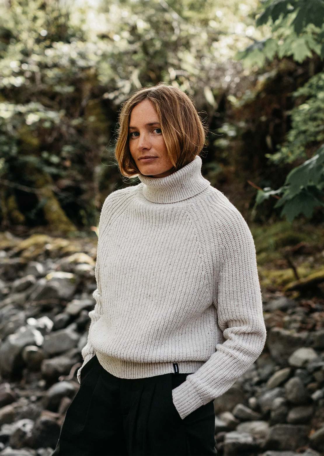 Finisterre Women's Mora Roll Neck Ecru