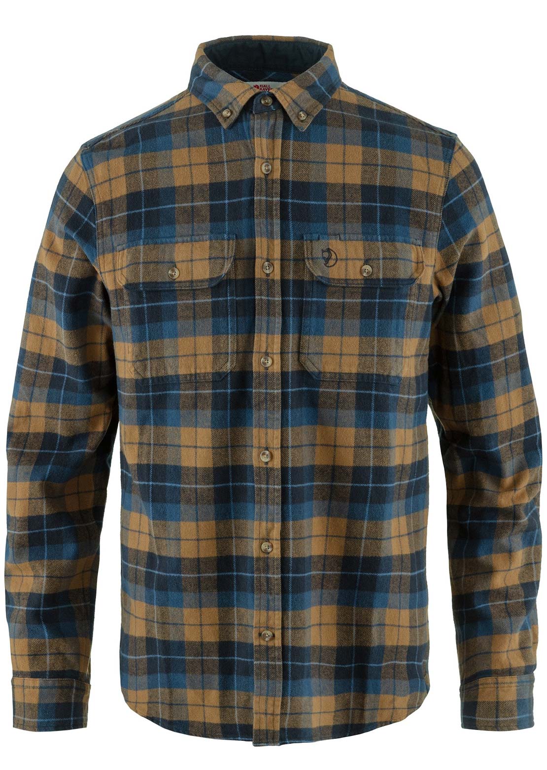 Fjallraven Men&#39;s Singi Heavy Flannel Button Up Shirt Dark Navy/Buckwheat Brown
