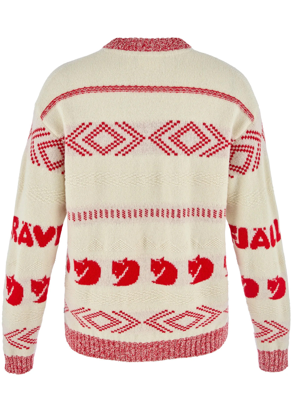 Fjallraven Women's Ovik Jacquard Knit Sweater Chalk White/True Red