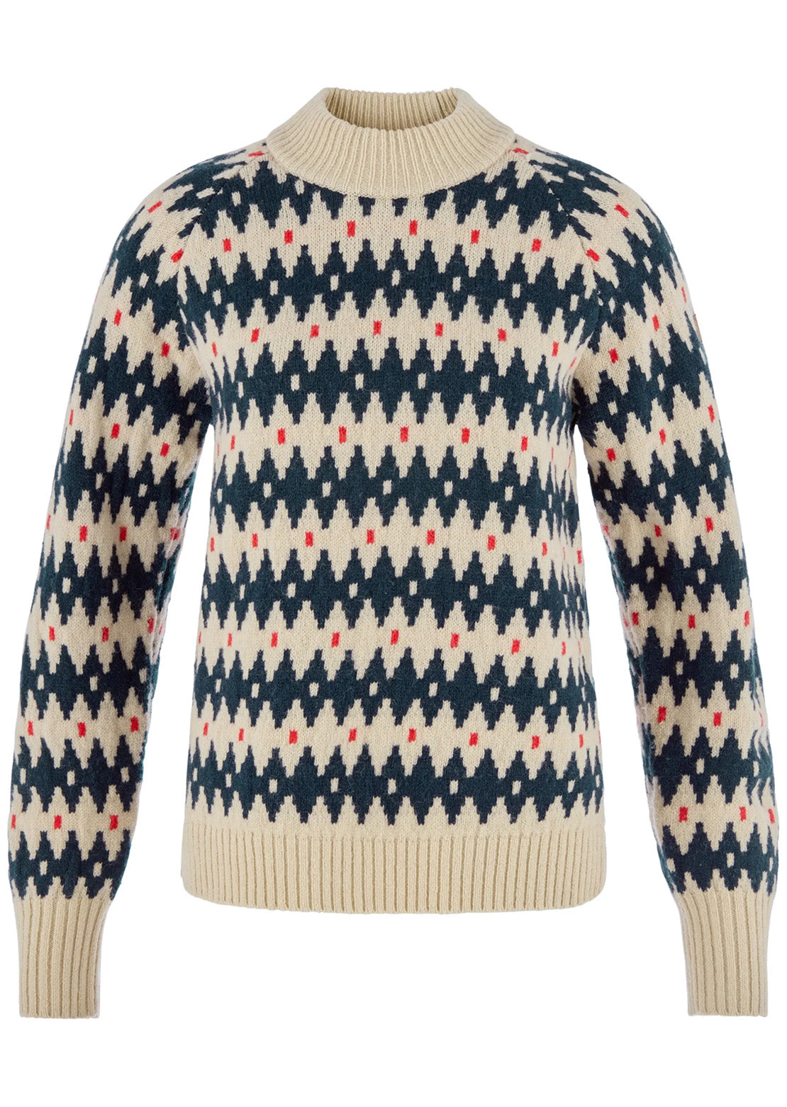 Fjallraven Women's Ovik Jacquard Knit Sweater Light Beige/Dark Navy