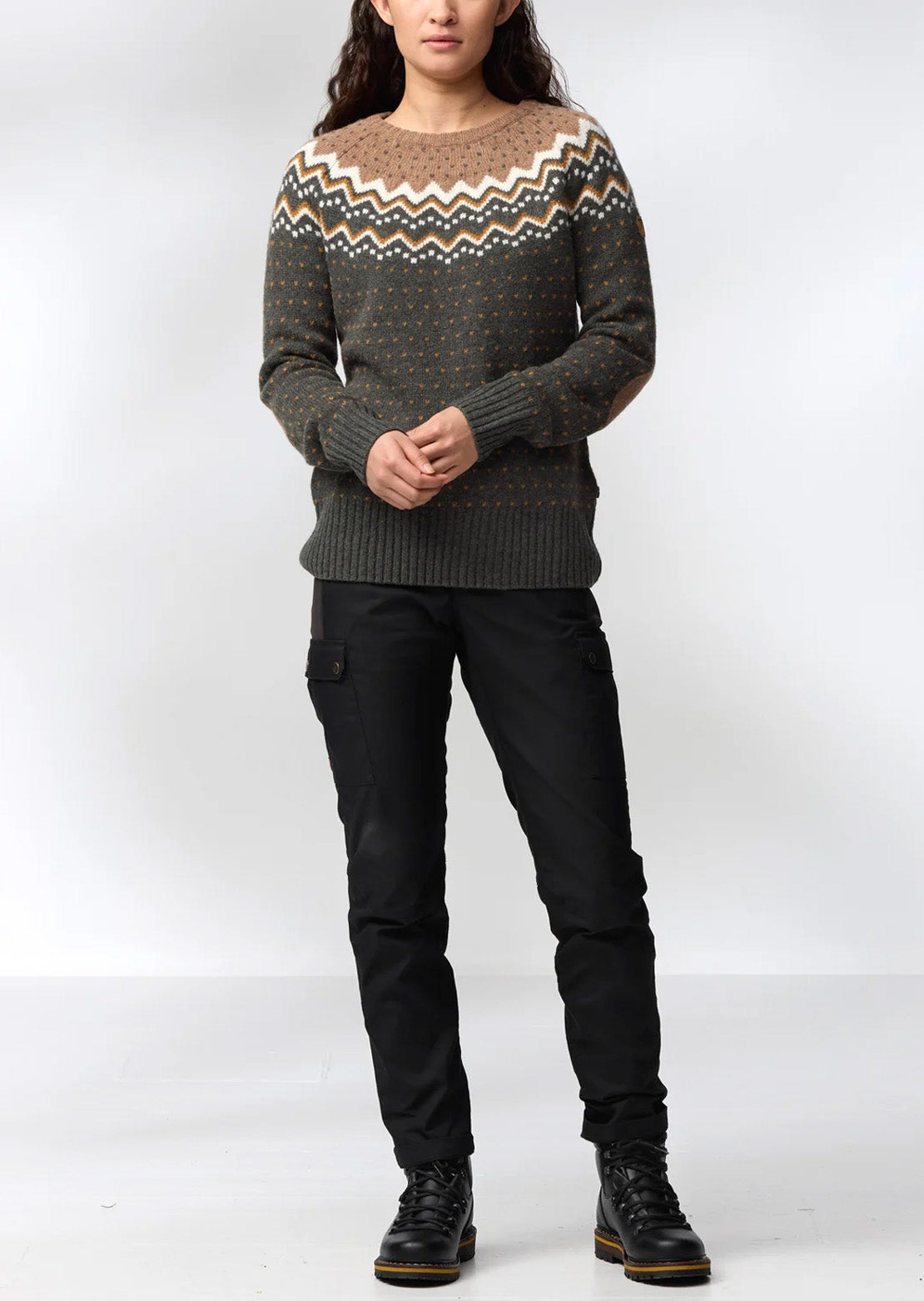 Fjallraven Women's Ovik Knit Sweater Fossil Deep Forest