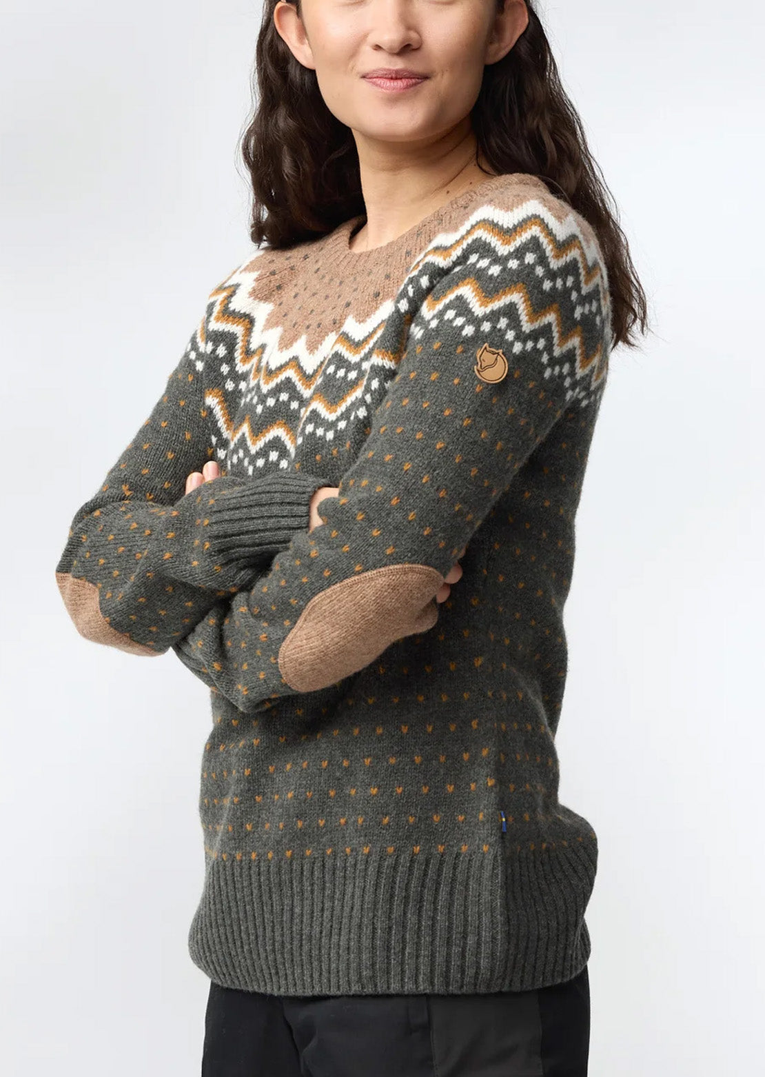 Fjallraven Women's Ovik Knit Sweater Fossil Deep Forest