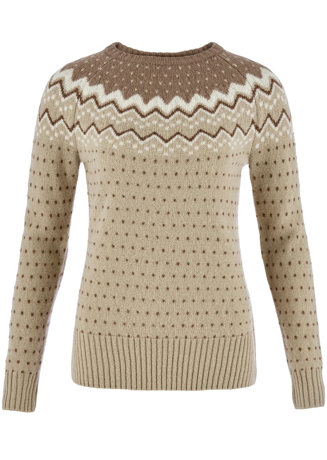 Fjallraven Women's Ovik Knit Sweater Fossil Suede Brown