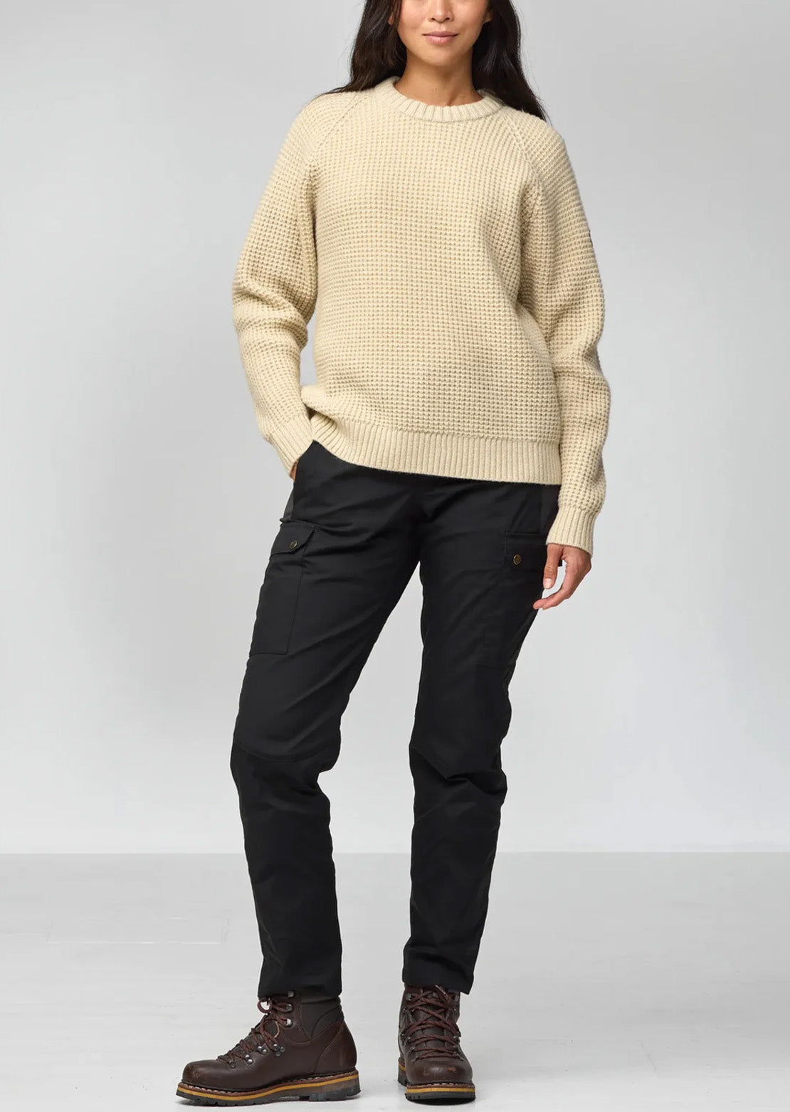 Fjallraven Women's Ovik Waffle Knit Sweater Light Beige