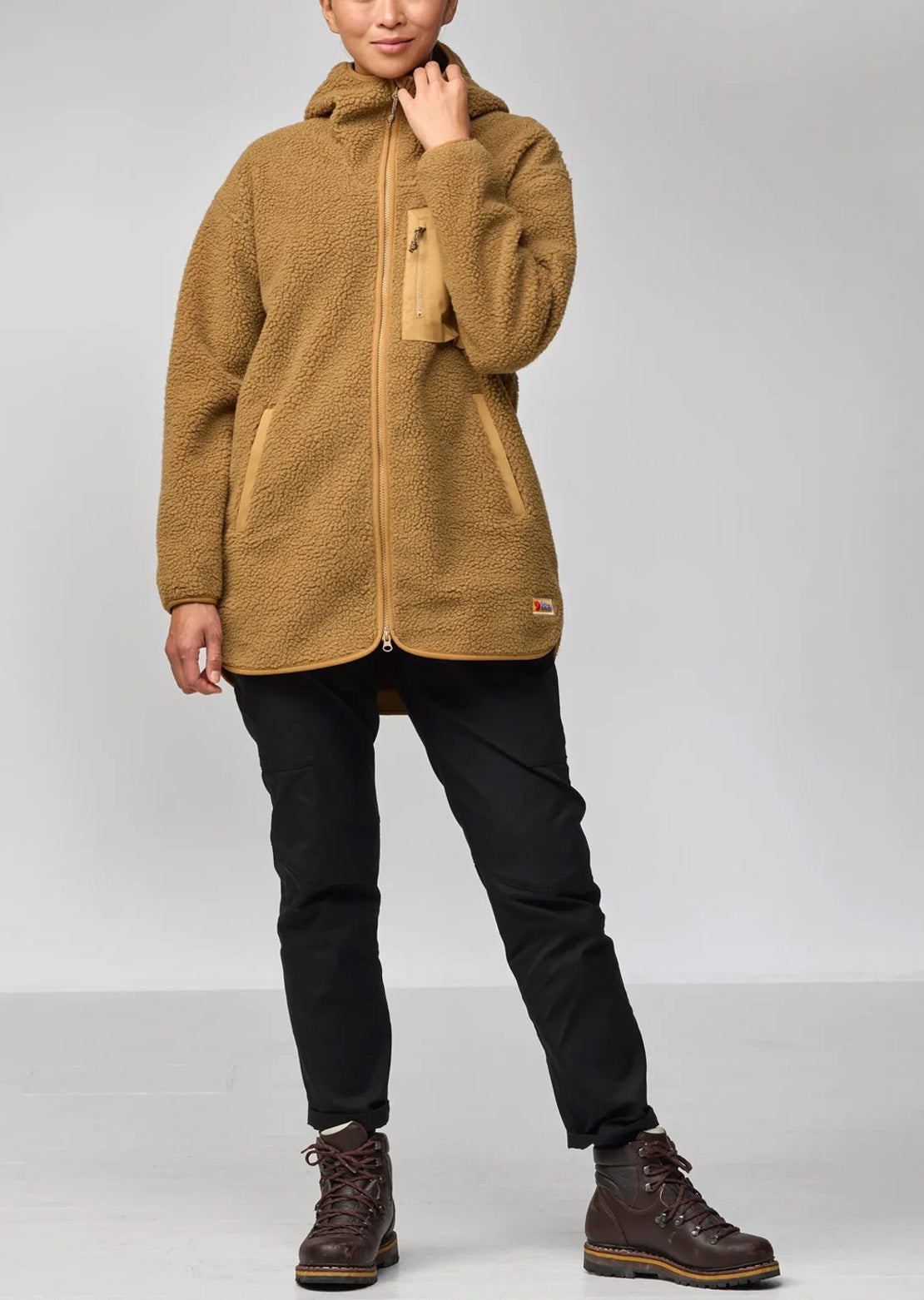 Fjallraven Women's Vardag Pile Fleece Long Jacket Buckwheat Brown