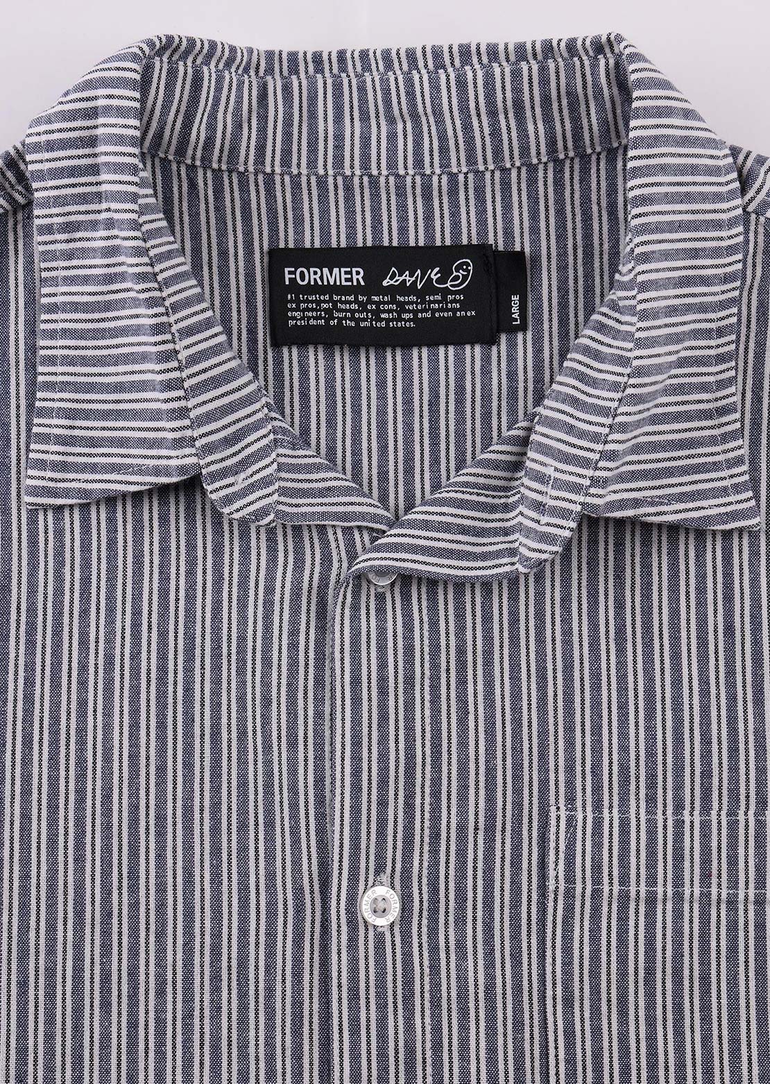 Former Men's Reynolds Stripe Button Up Shirt Bone Navy