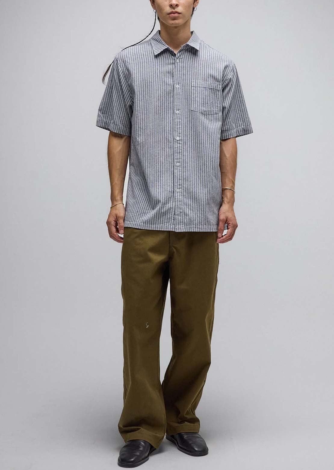 Former Men's Reynolds Stripe Button Up Shirt Bone Navy