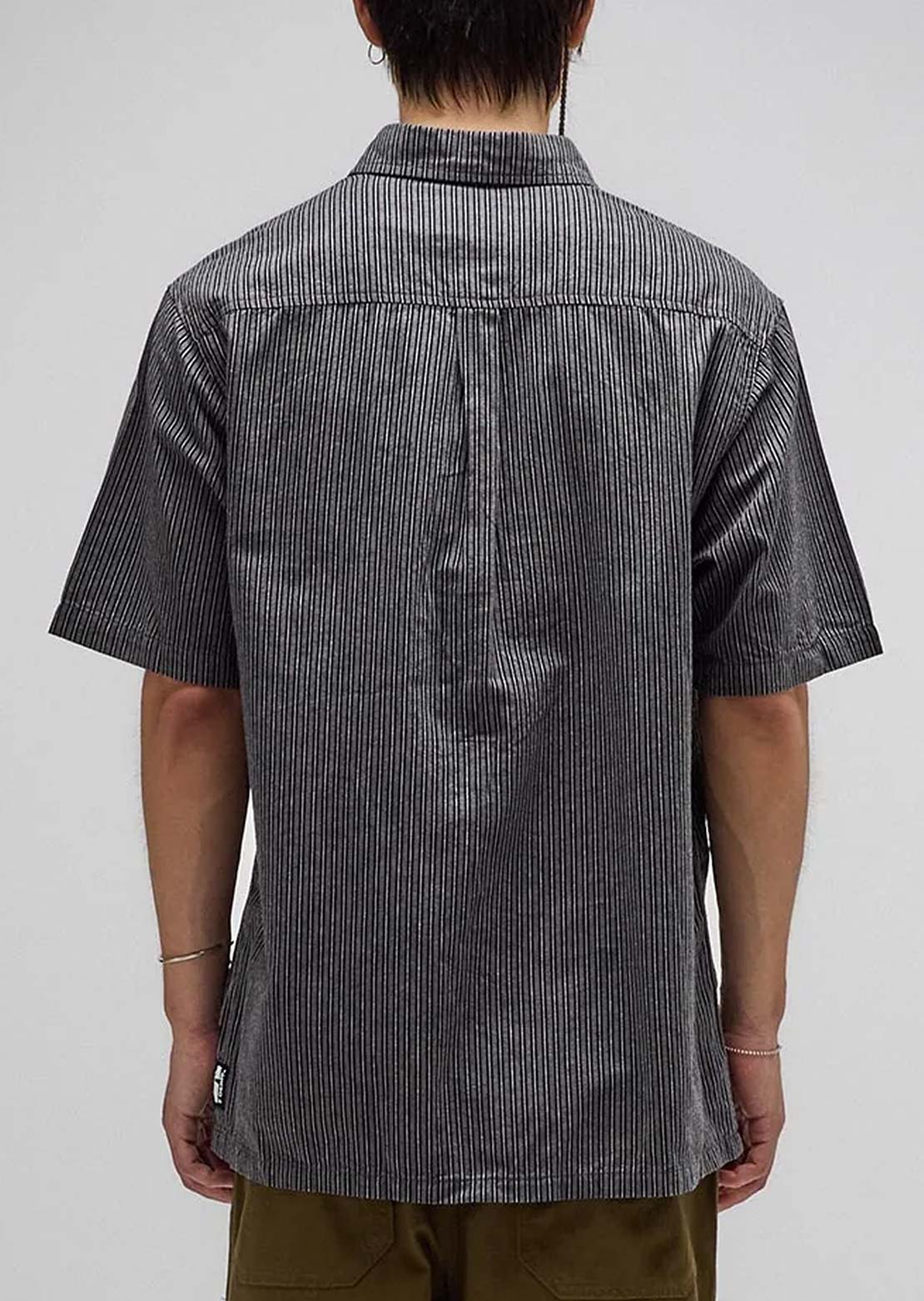 Former Men's Reynolds Stripe Button Up Shirt Worn Black