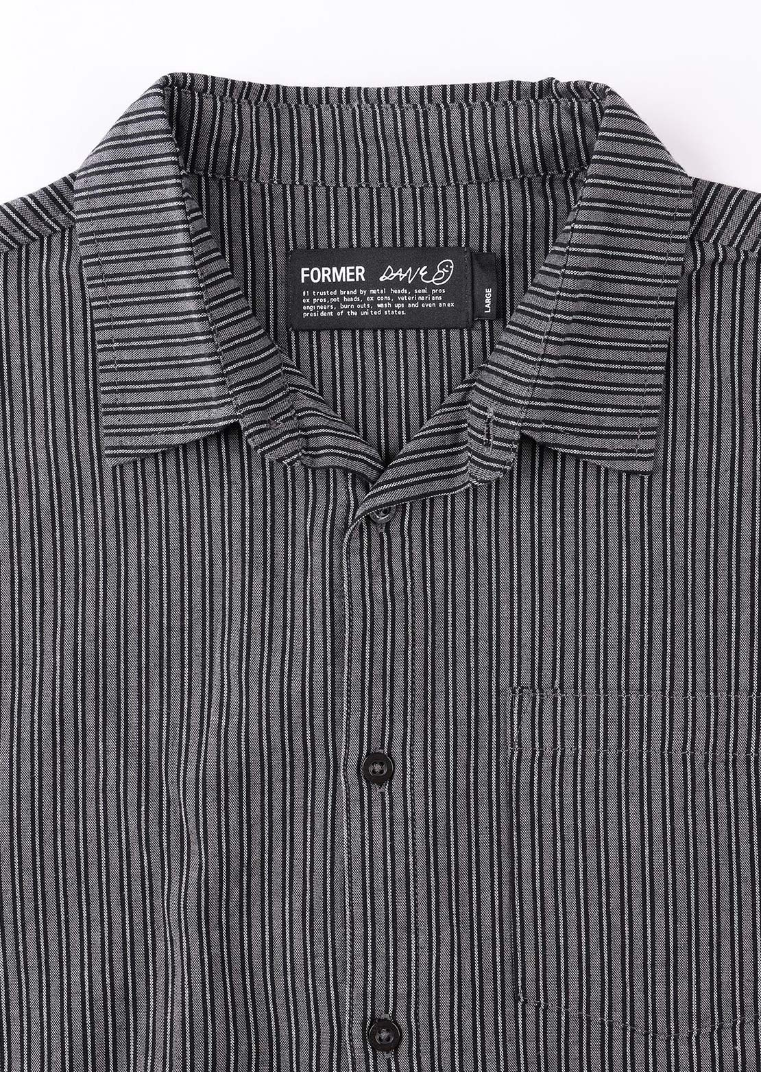 Former Men's Reynolds Stripe Button Up Shirt Worn Black