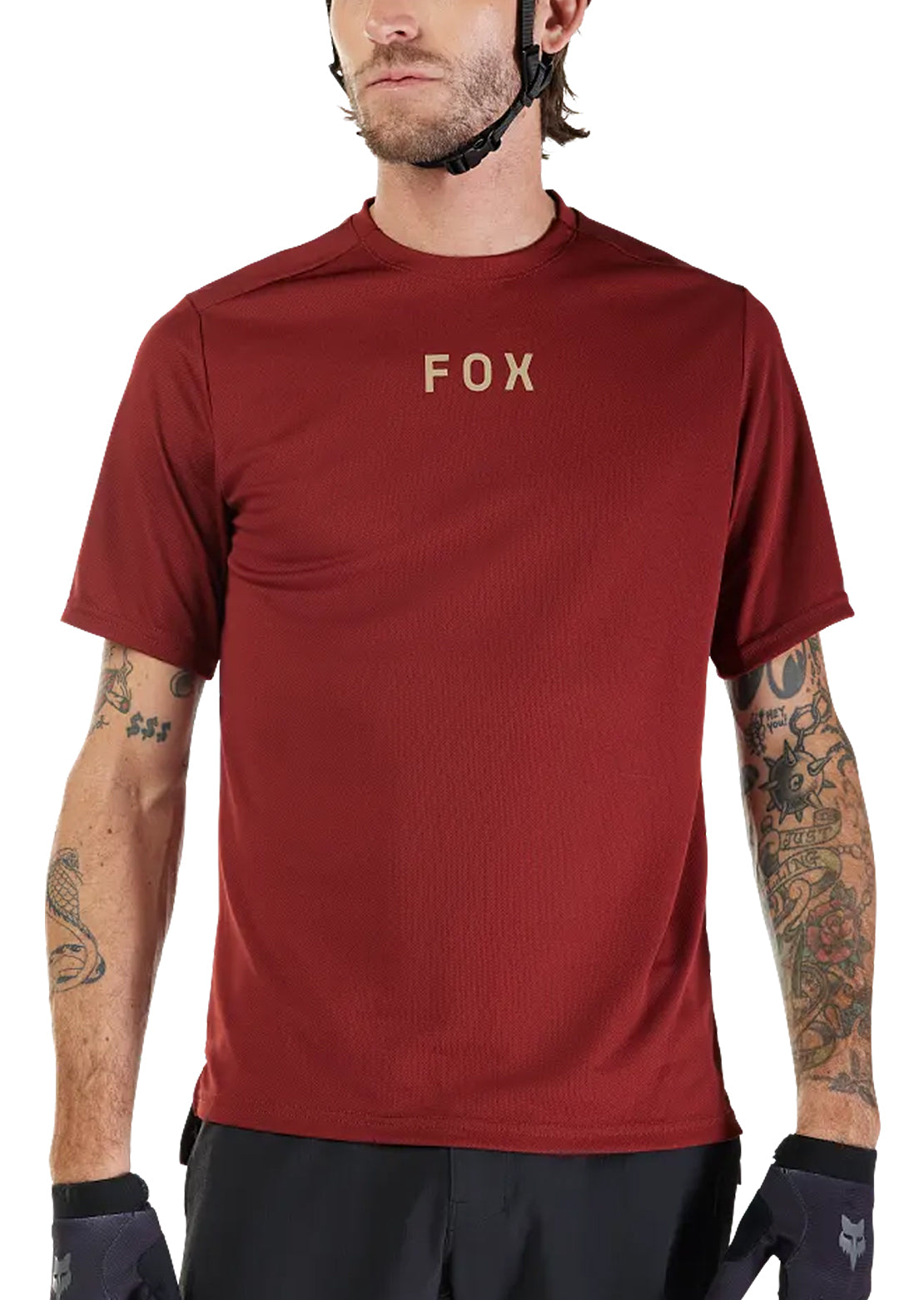 Fox Men's Ranger Wordmark Short Sleeve Mountain Bike Jersey Rust