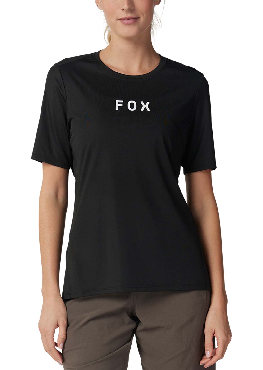 Fox Women&#39;s Ranger Short Sleeve Jersey Wordmark Black