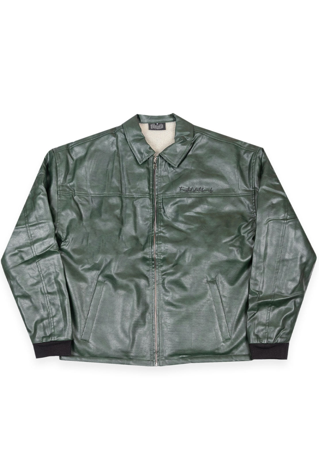 Frosted Men's Leather Jacket Green