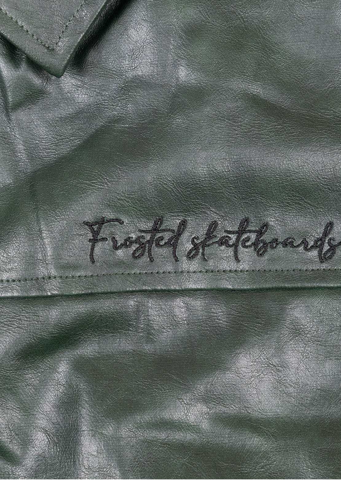 Frosted Men's Leather Jacket Green