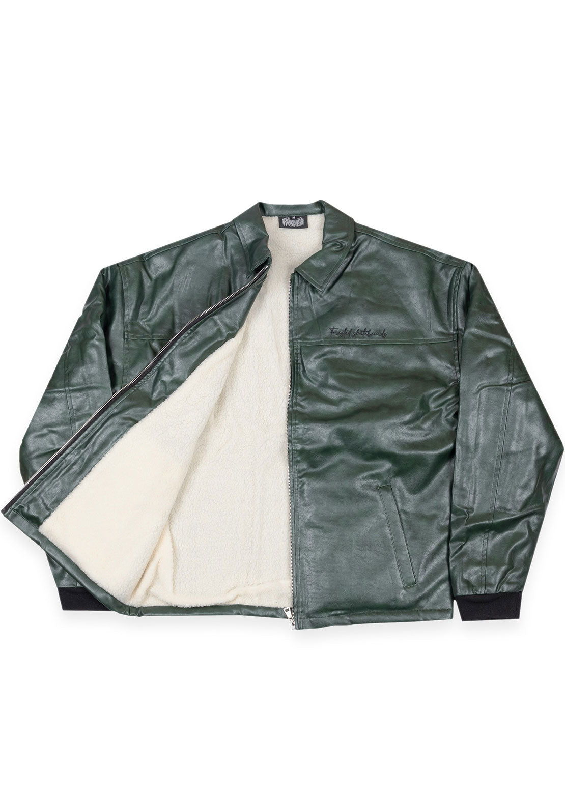 Frosted Men's Leather Jacket Green