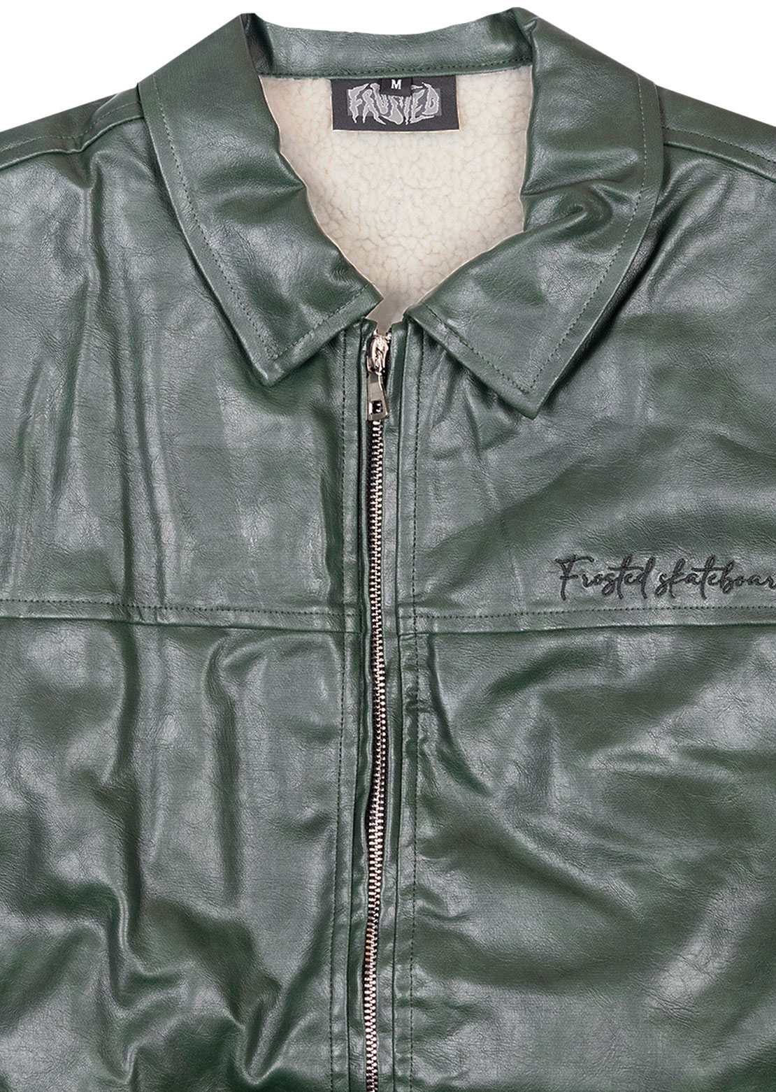 Frosted Men's Leather Jacket Green