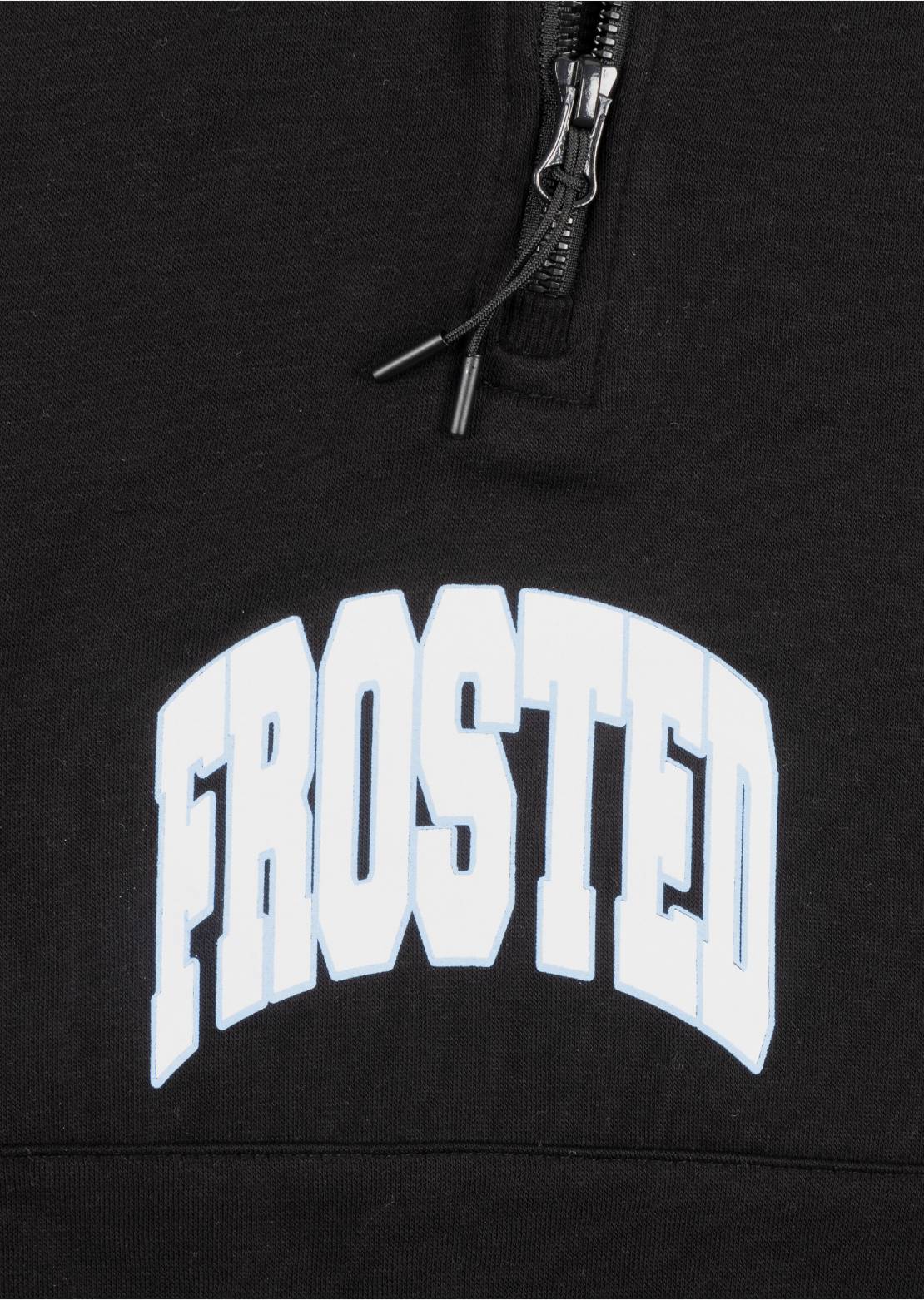 Frosted Unisex Quarter Zip Hood Black
