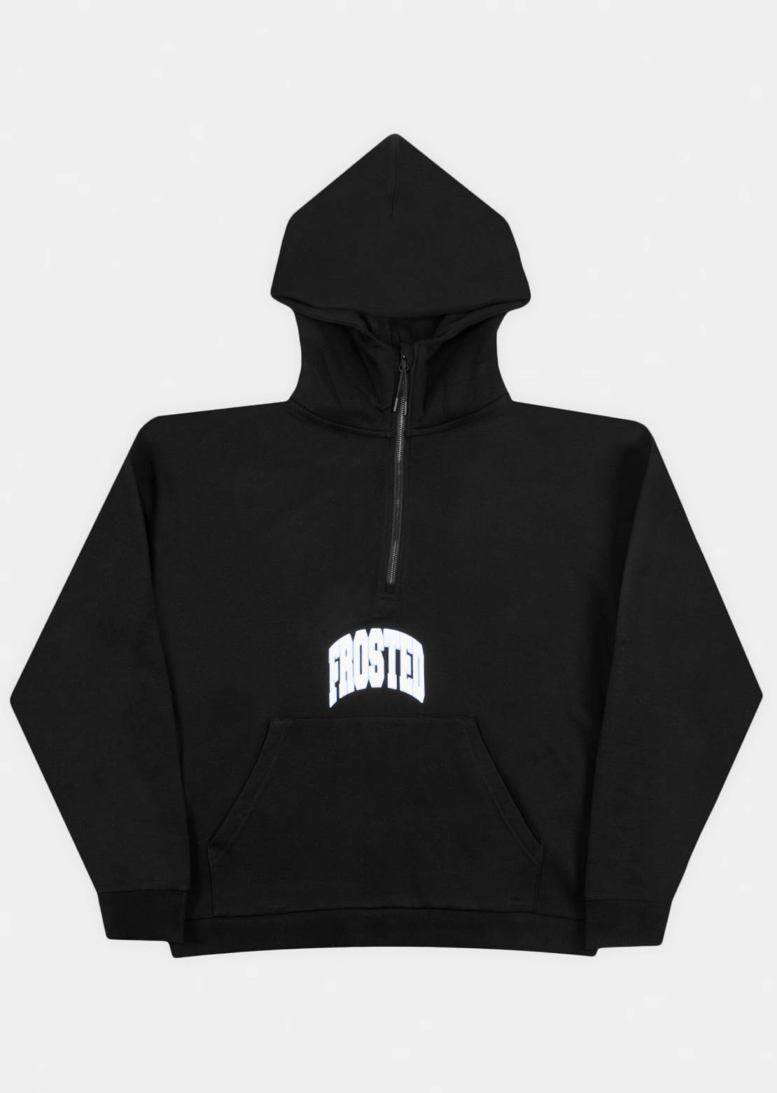 Frosted Unisex Quarter Zip Hood Black