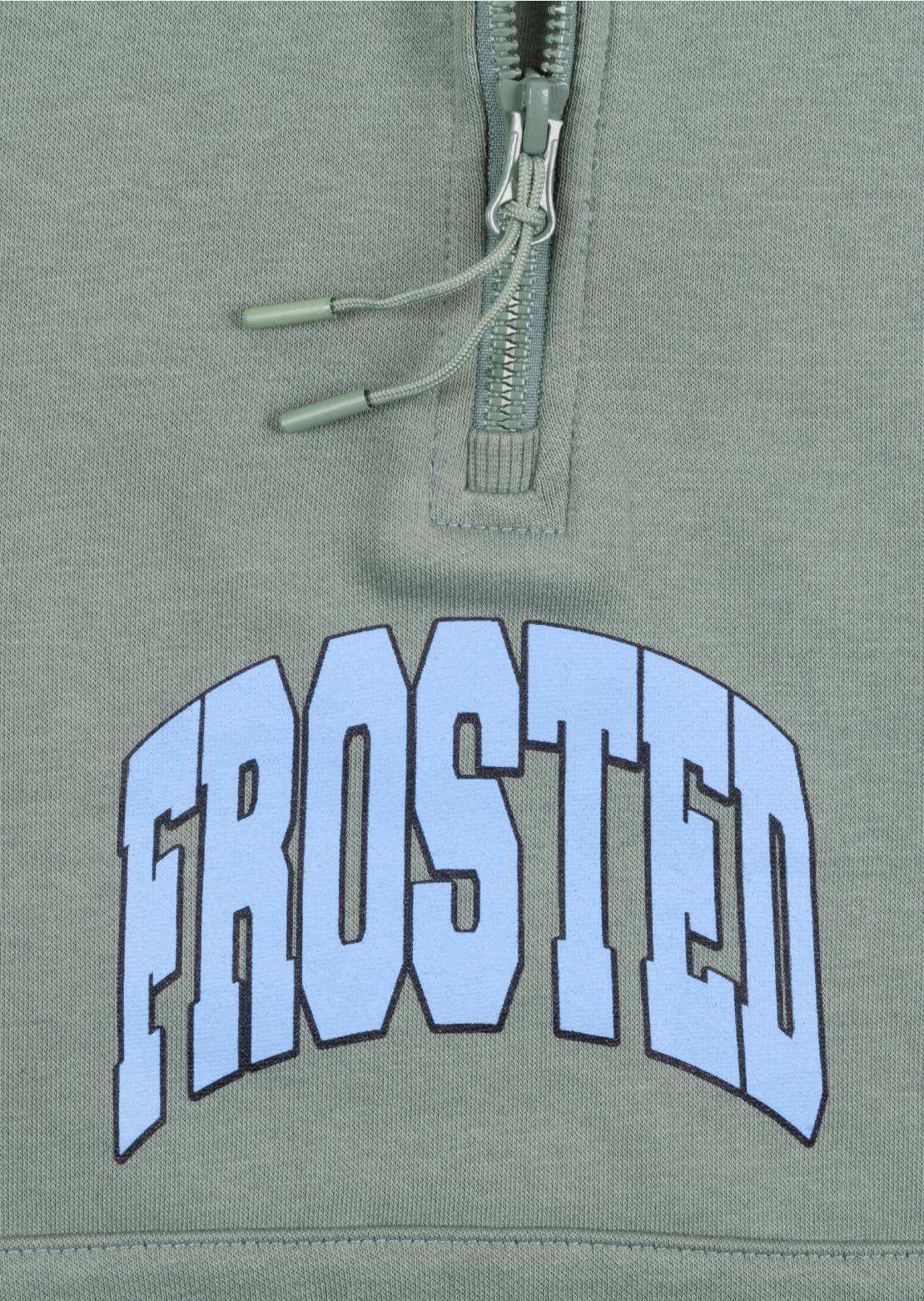 Frosted Unisex Quarter Zip Hood Dusty Green
