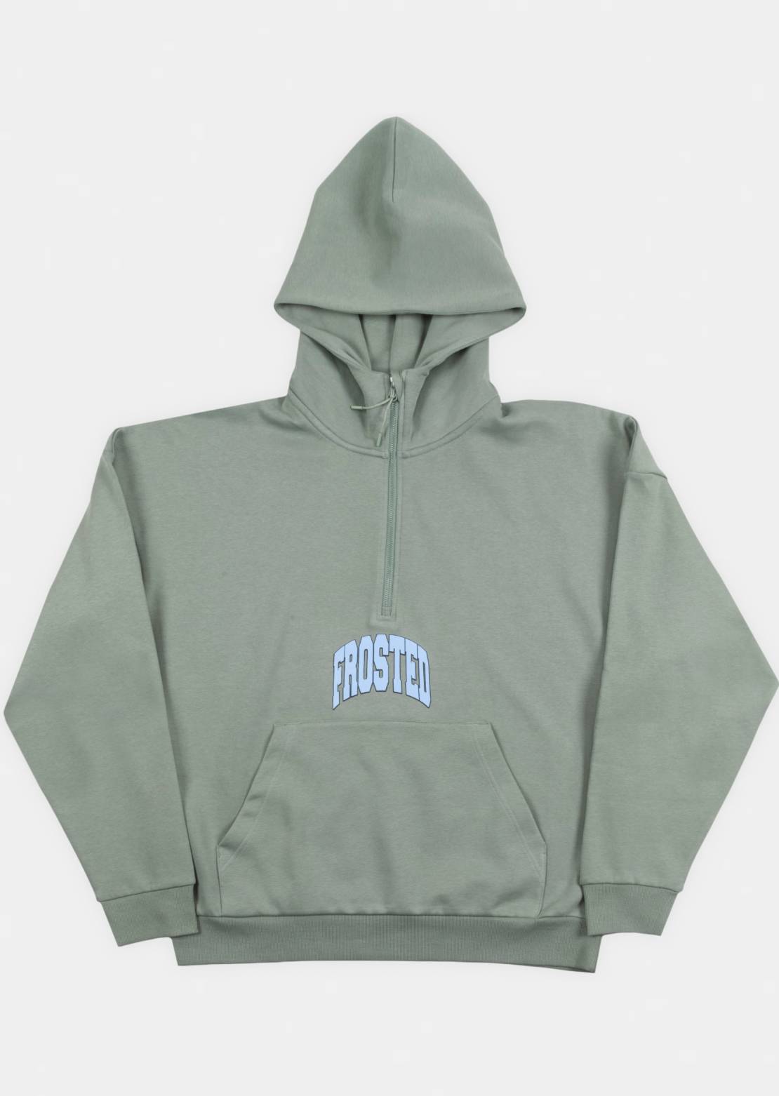 Frosted Unisex Quarter Zip Hood Dusty Green