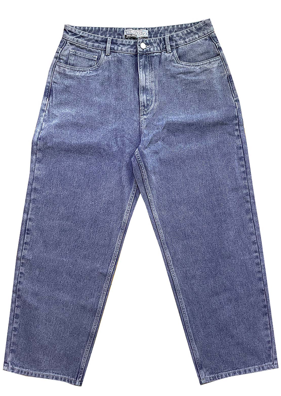Frosted Wavy Jeans Pants Blue Grey