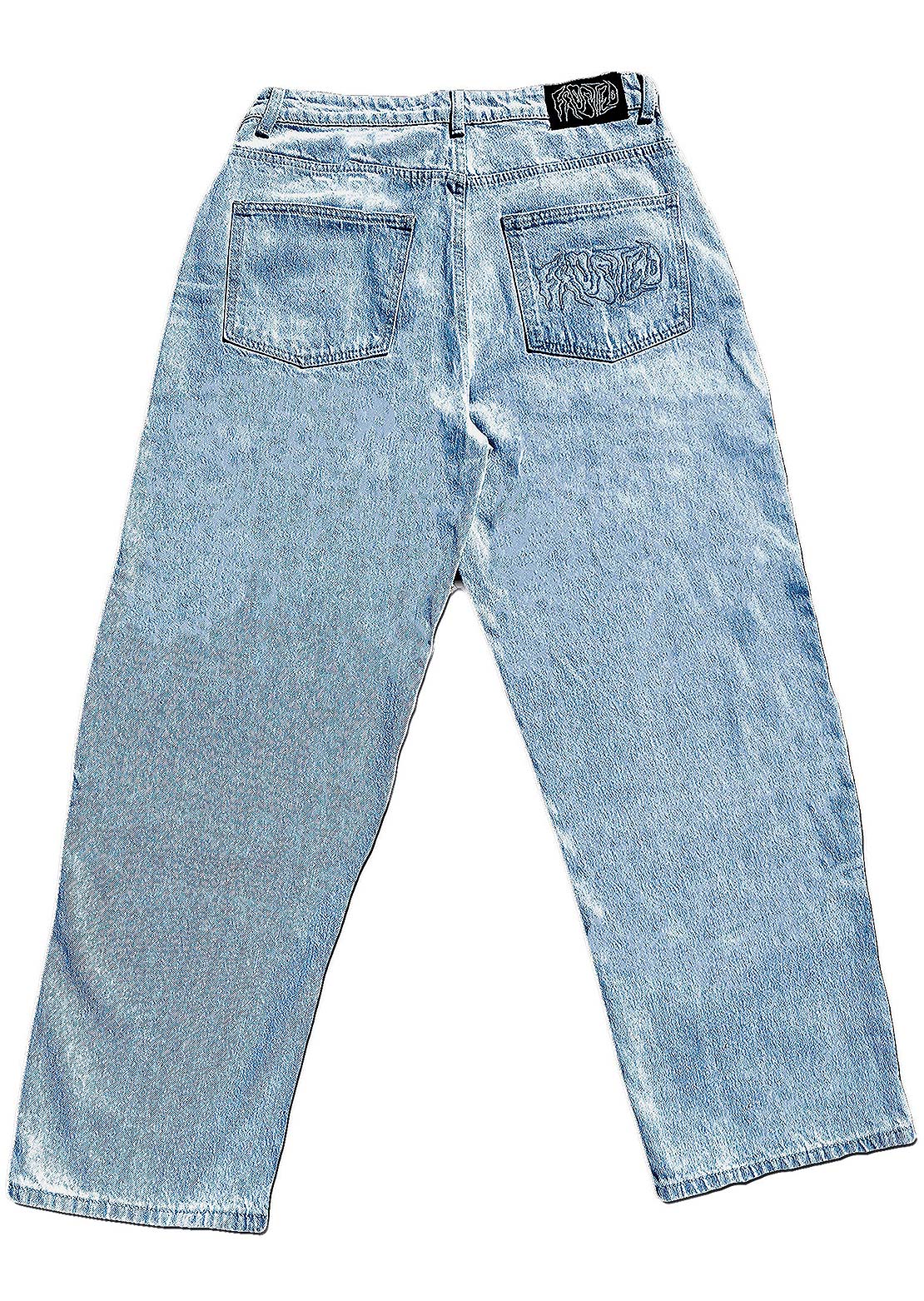 Frosted Wavy Jeans Pants Light Blue