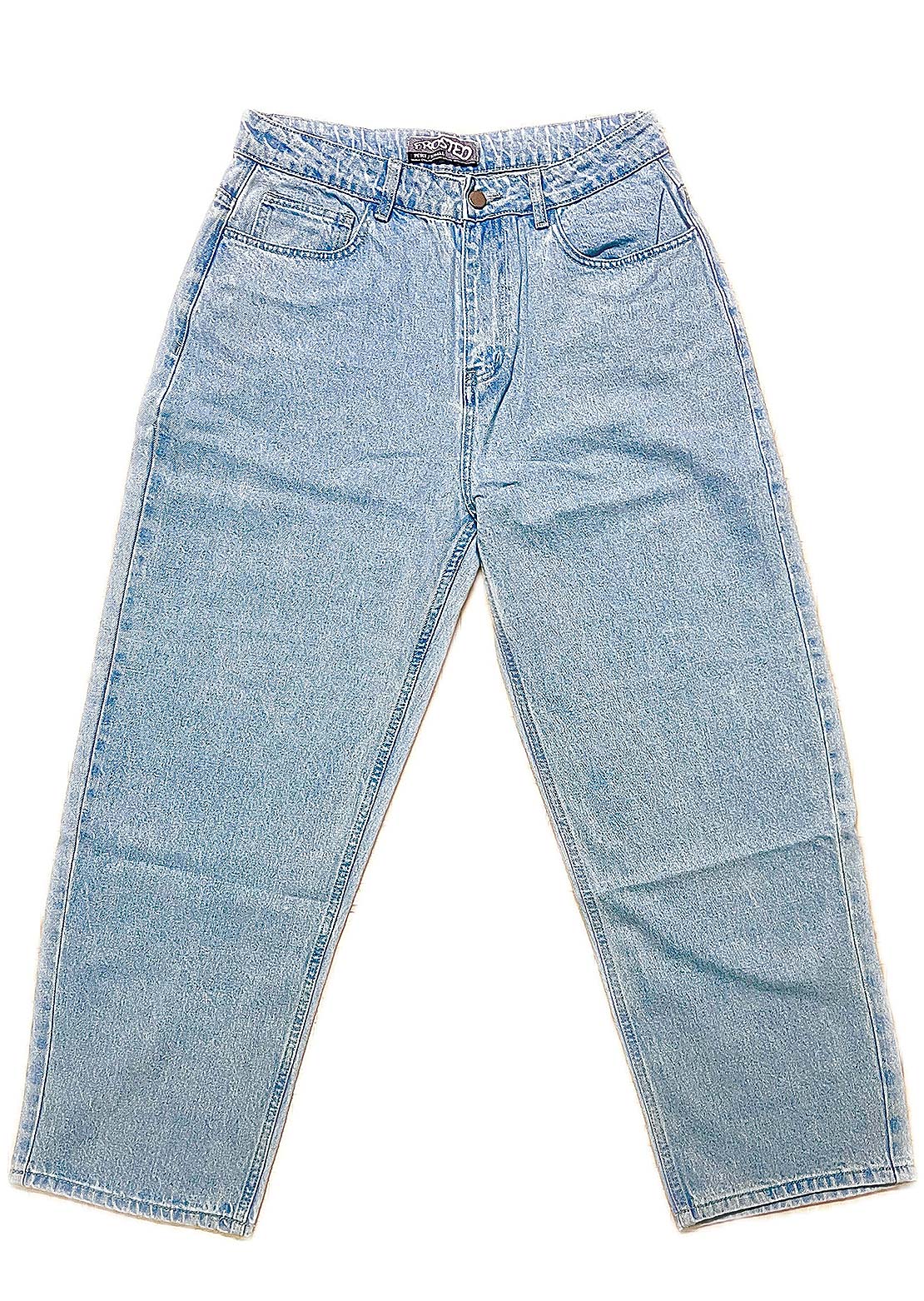 Frosted Wavy Jeans Pants Light Blue