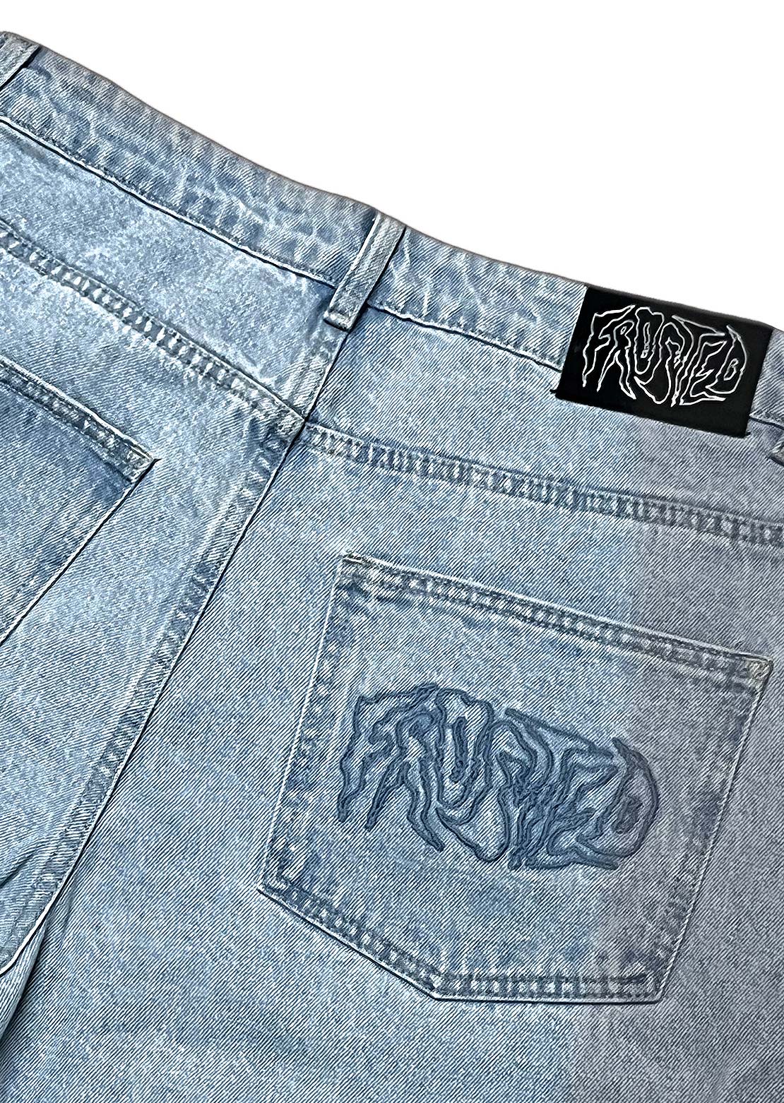 Frosted Wavy Jeans Pants Light Blue