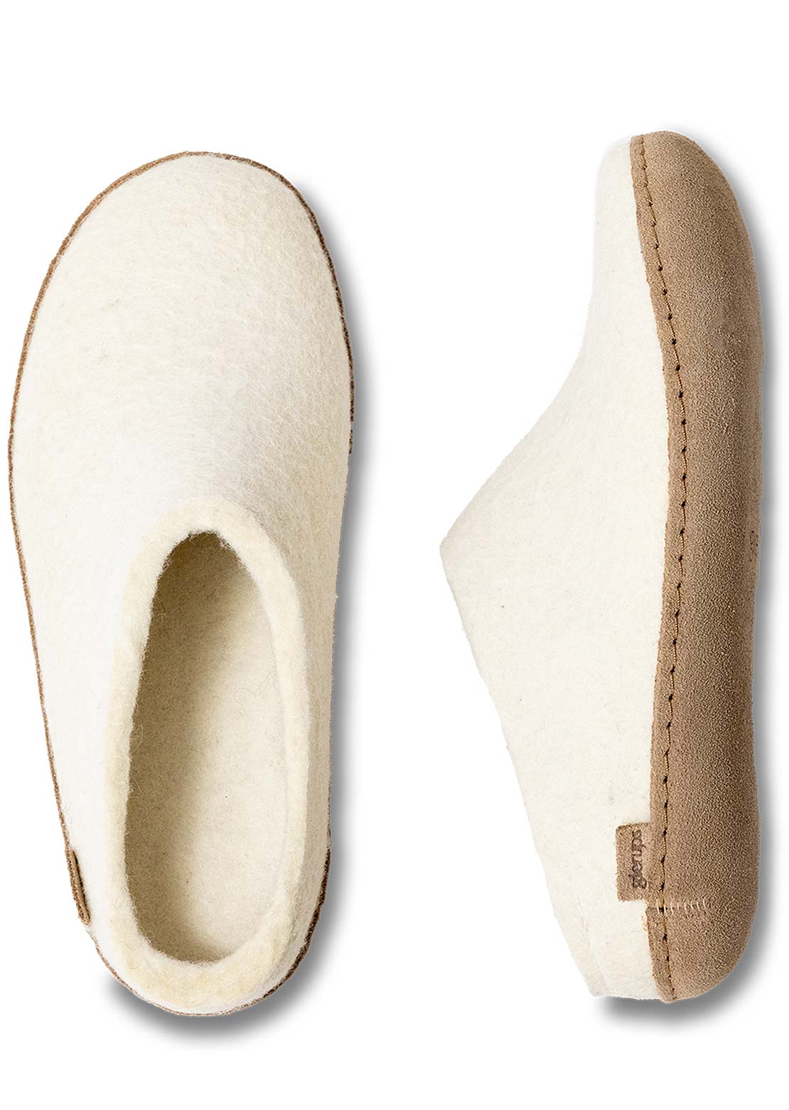 Glerups Unisex Slip-On Leather Slippers White