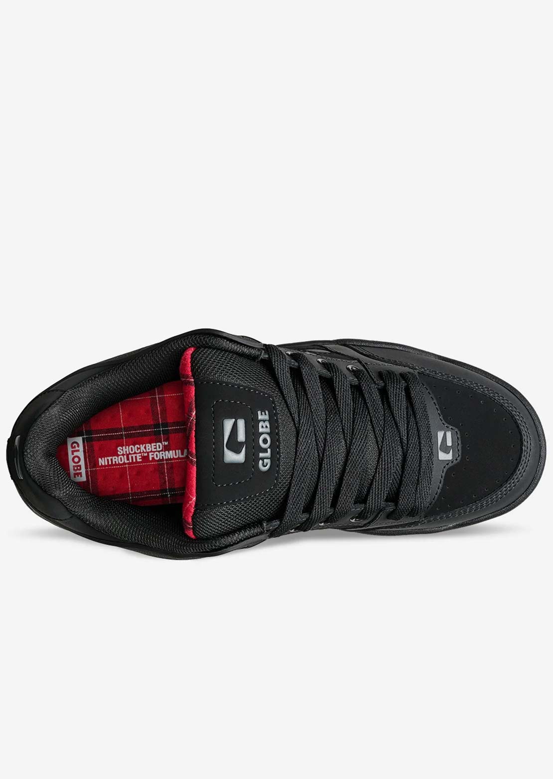 Globe Men's Tilt Shoes Black/Red/Tartan