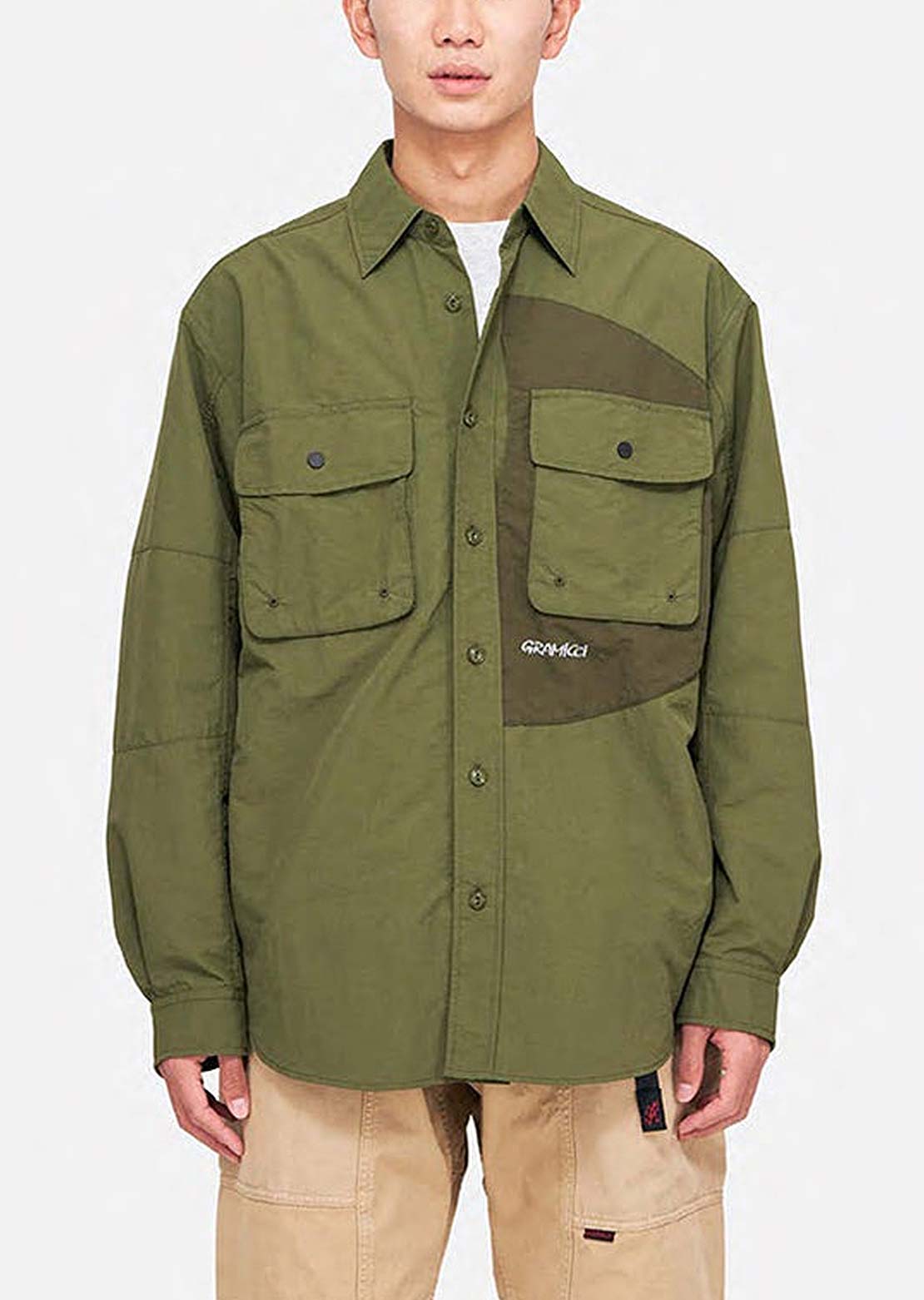 Gramicci Men&#39;s Nylon Brentwood Button Up Shirt Olive