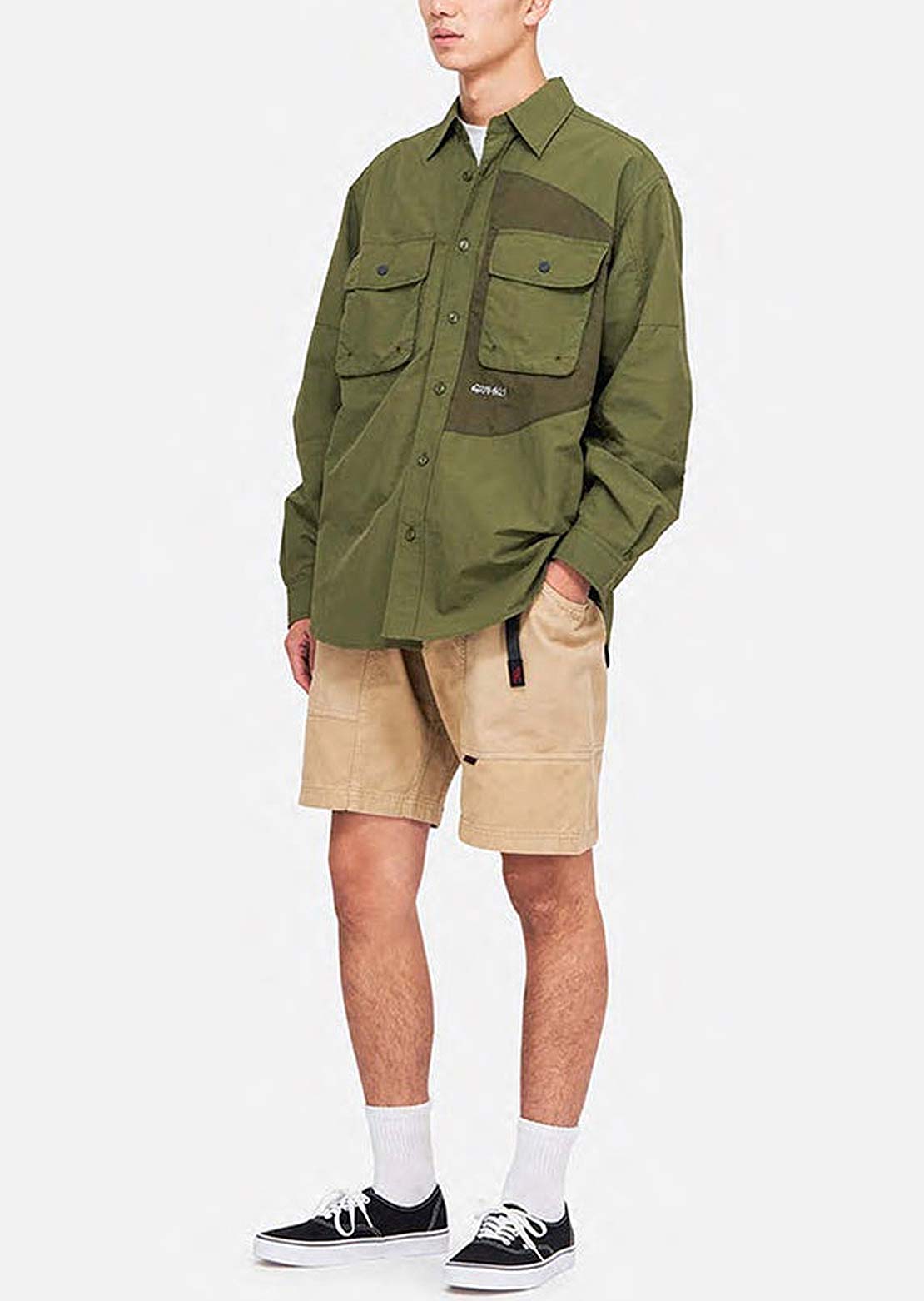Gramicci Men&#39;s Nylon Brentwood Button Up Shirt Olive