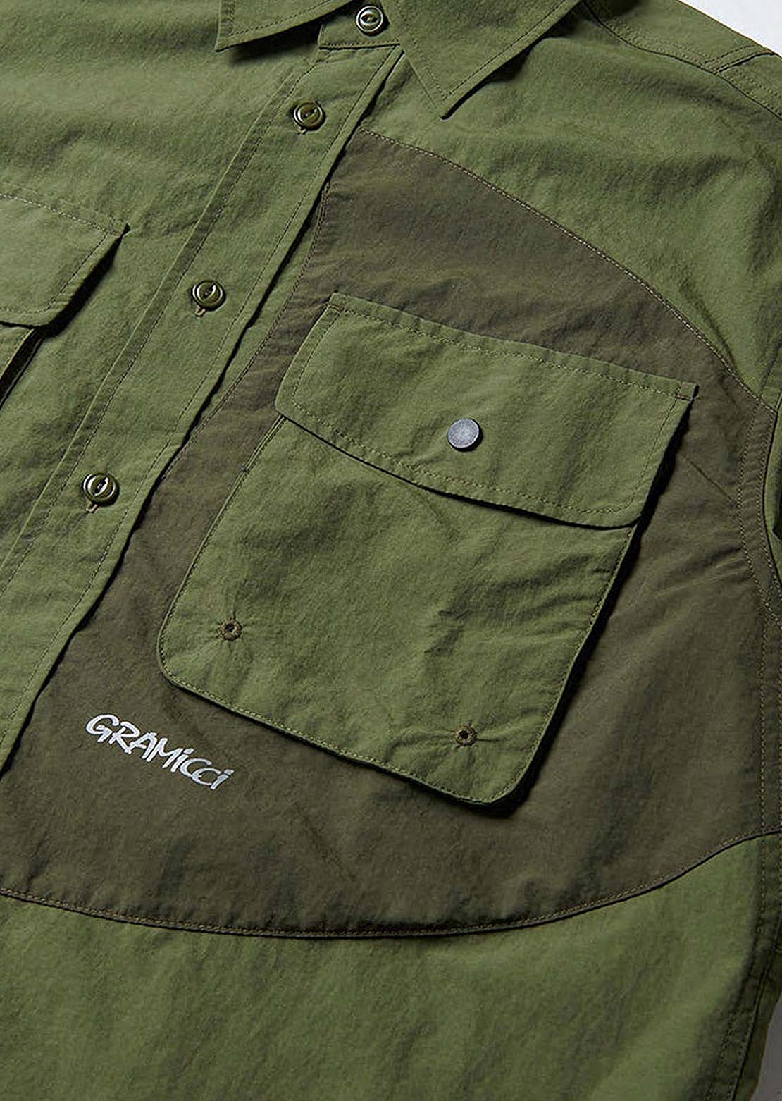 Gramicci Men&#39;s Nylon Brentwood Button Up Shirt Olive