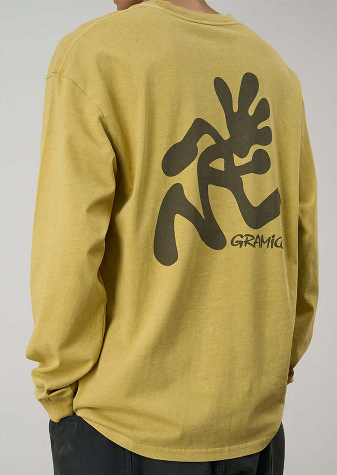 Gramicci Men's Running Man Pigment Dyed Long Sleeve Sulphur Pigment