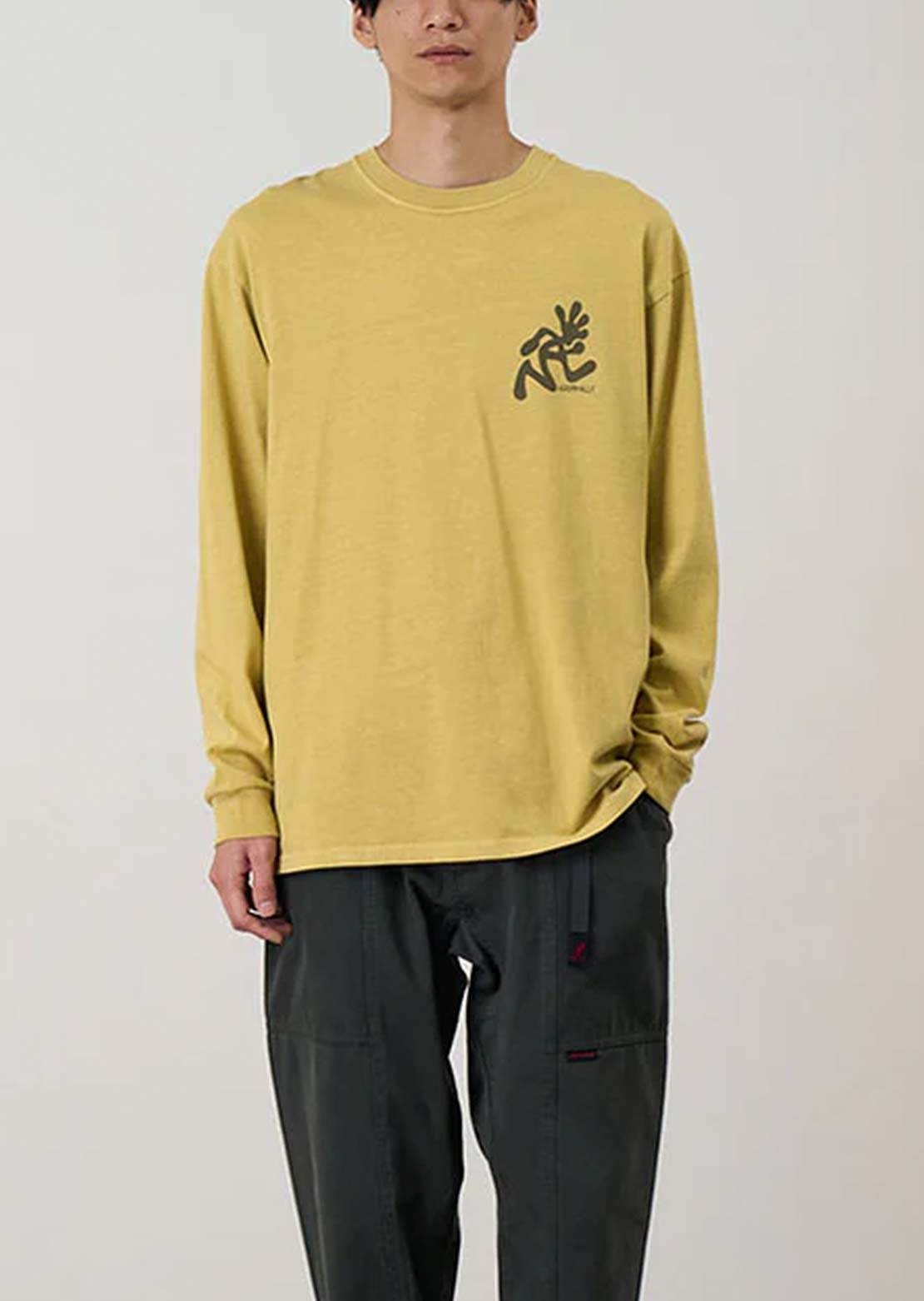 Gramicci Men's Running Man Pigment Dyed Long Sleeve Sulphur Pigment
