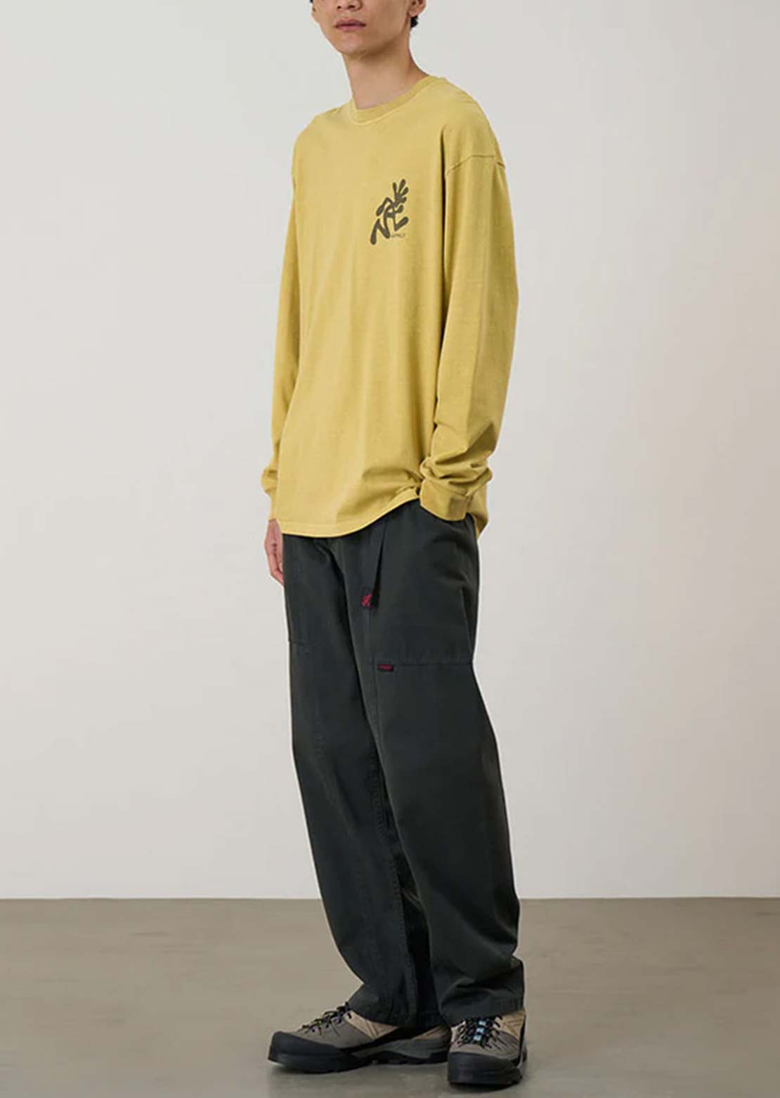 Gramicci Men's Running Man Pigment Dyed Long Sleeve Sulphur Pigment