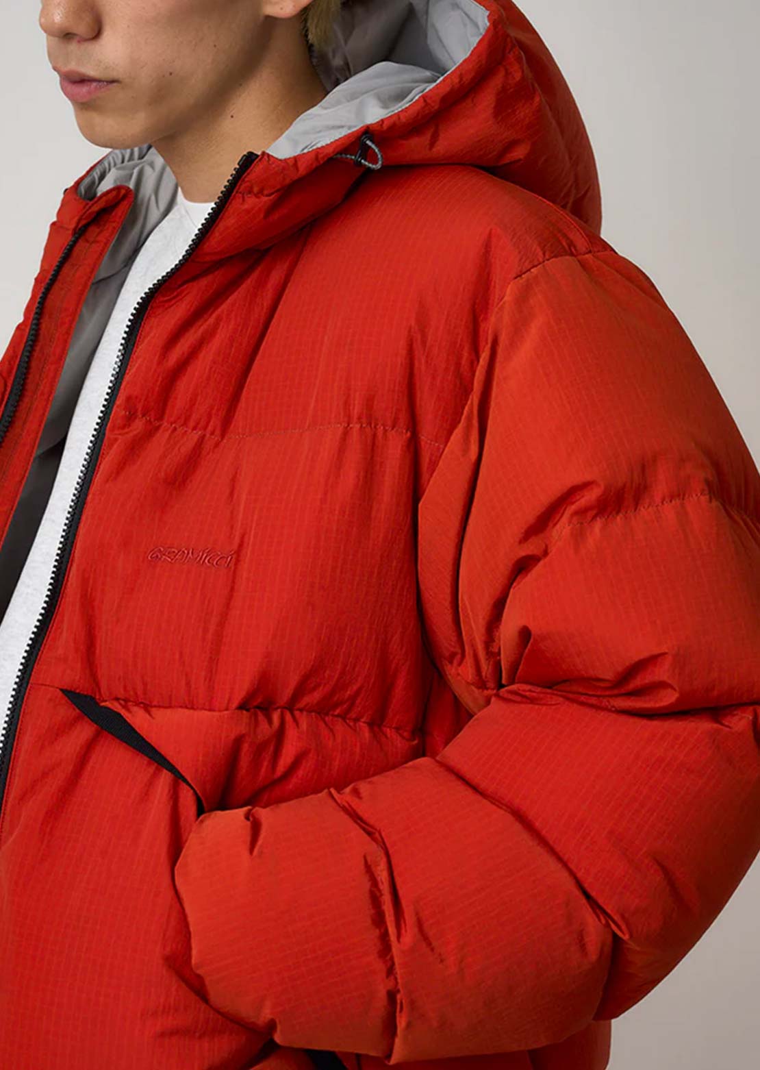 Gramicci Unisex Down Puffer Hooded Jacket Burnt Red