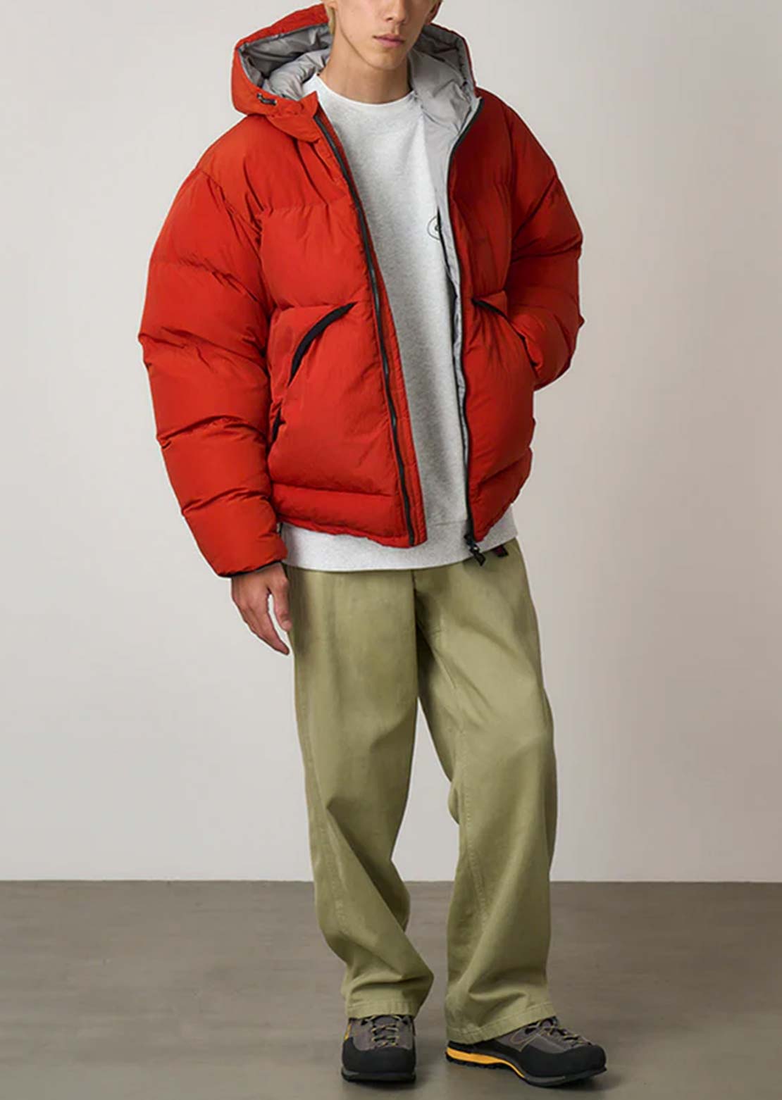 Gramicci Unisex Down Puffer Hooded Jacket Burnt Red