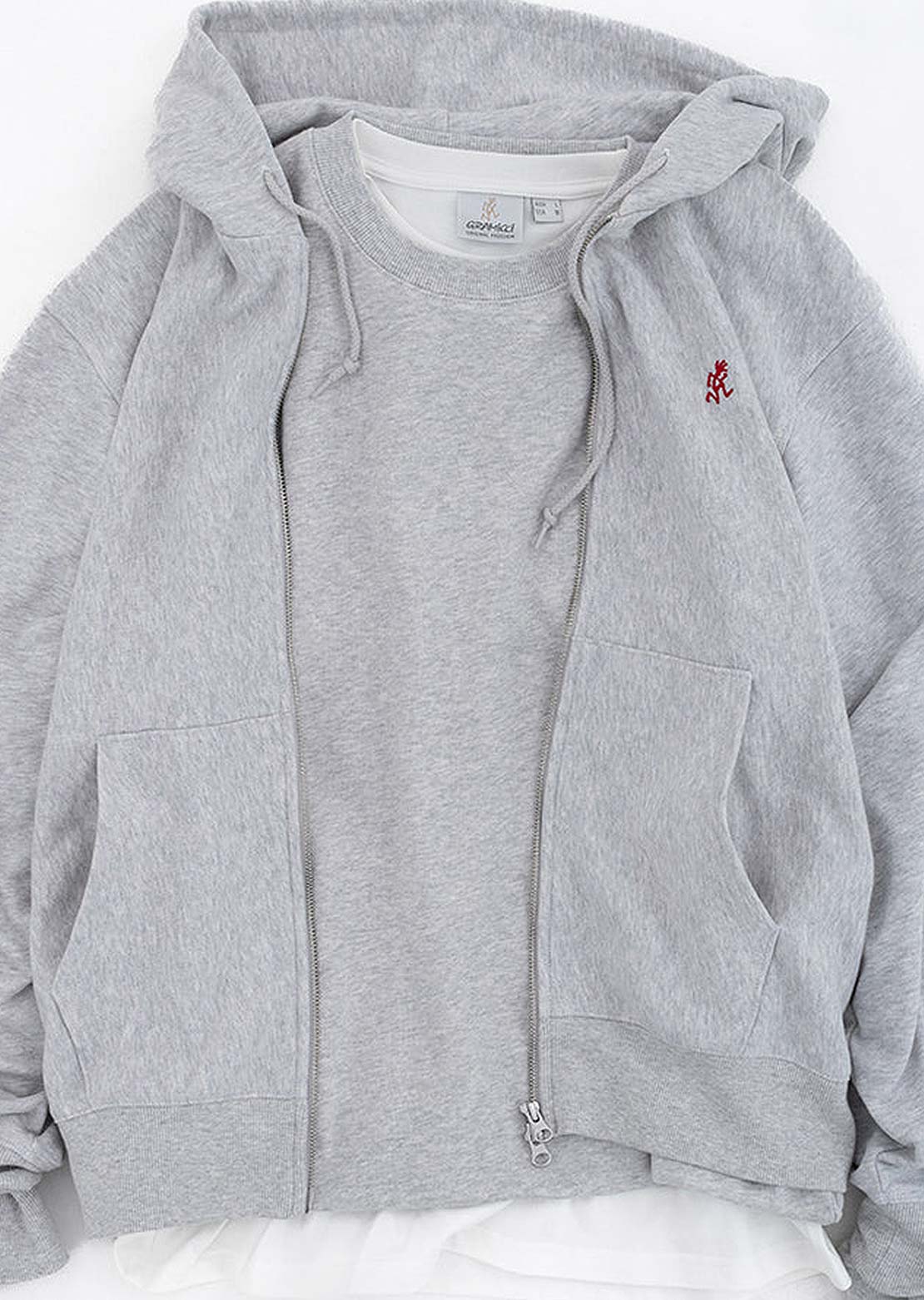 Gramicci Unisex One Point Zip Sweatshirt Hood Ash Heather