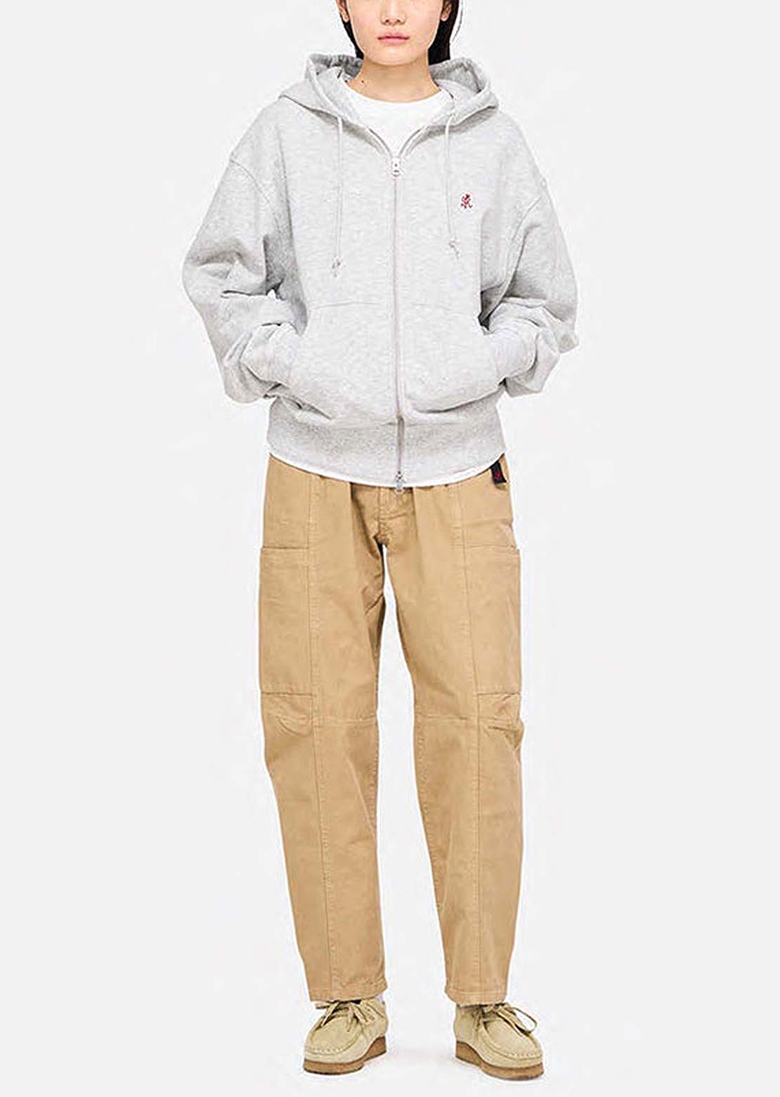 Gramicci Unisex One Point Zip Sweatshirt Hood Ash Heather