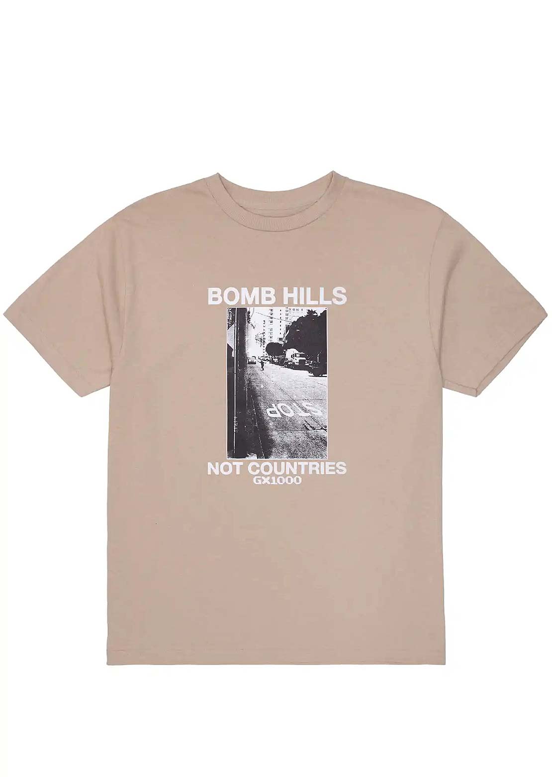 GX1000 Bomb Hills Not Countries T-Shirt Sand/White
