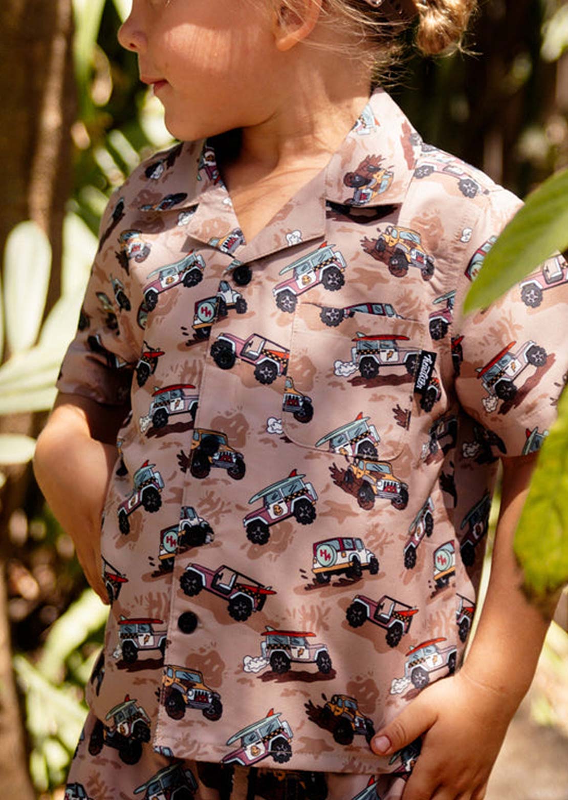 Headster Toddler All Terrain Fun Button Up Shirt Beige Sand