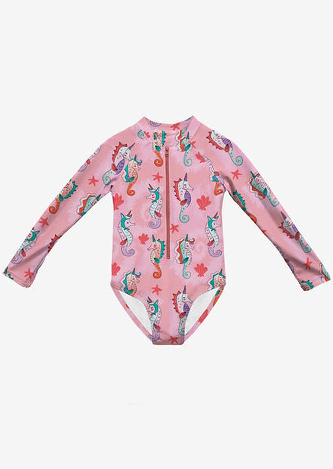 Headster Toddler Seahorse Dreams Long Sleeve One Piece Swimsuit Smart Pink