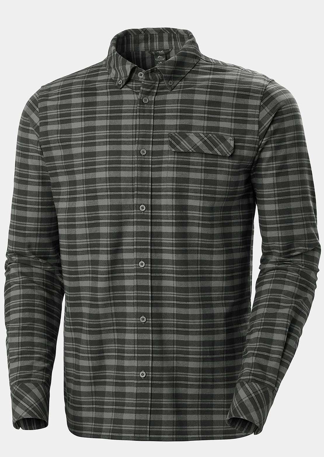 Helly Hansen Men's Classic Check Button Up Shirt Utility Green Uniform Plai