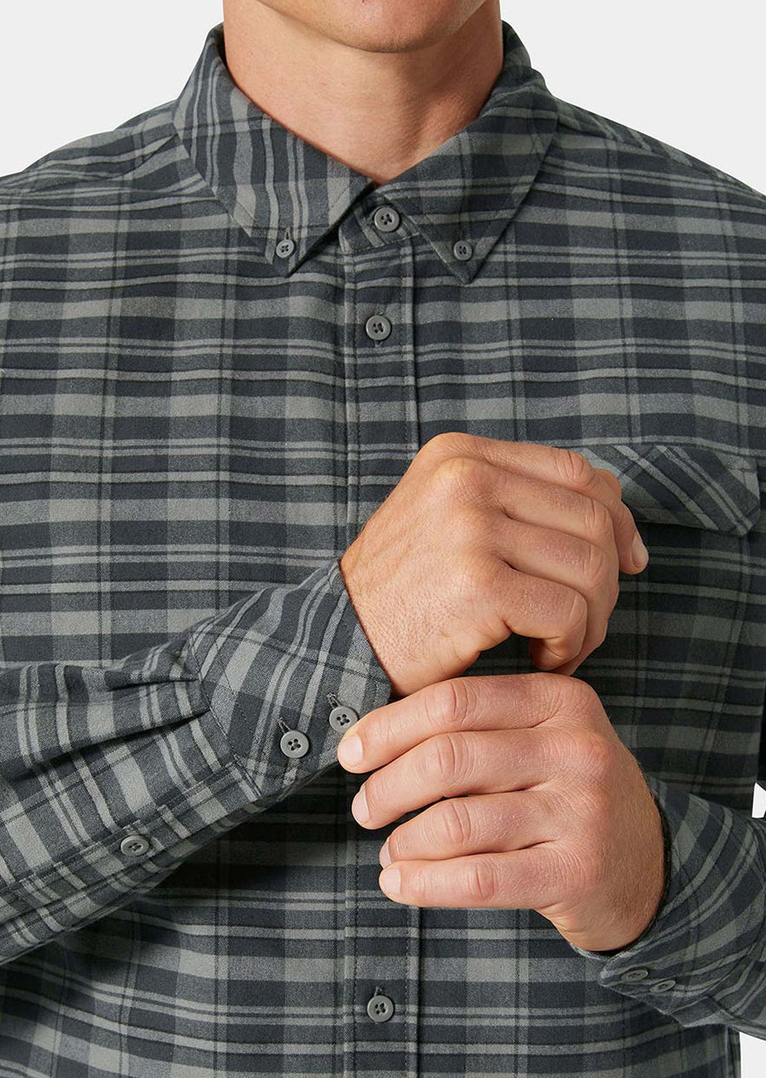 Helly Hansen Men's Classic Check Button Up Shirt Utility Green Uniform Plai