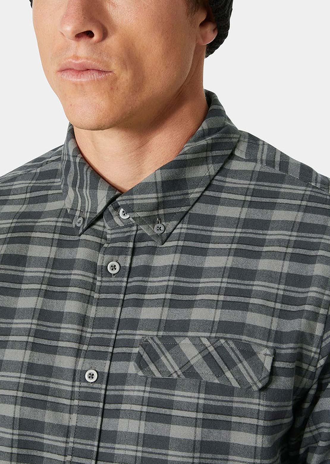 Helly Hansen Men's Classic Check Button Up Shirt Utility Green Uniform Plai